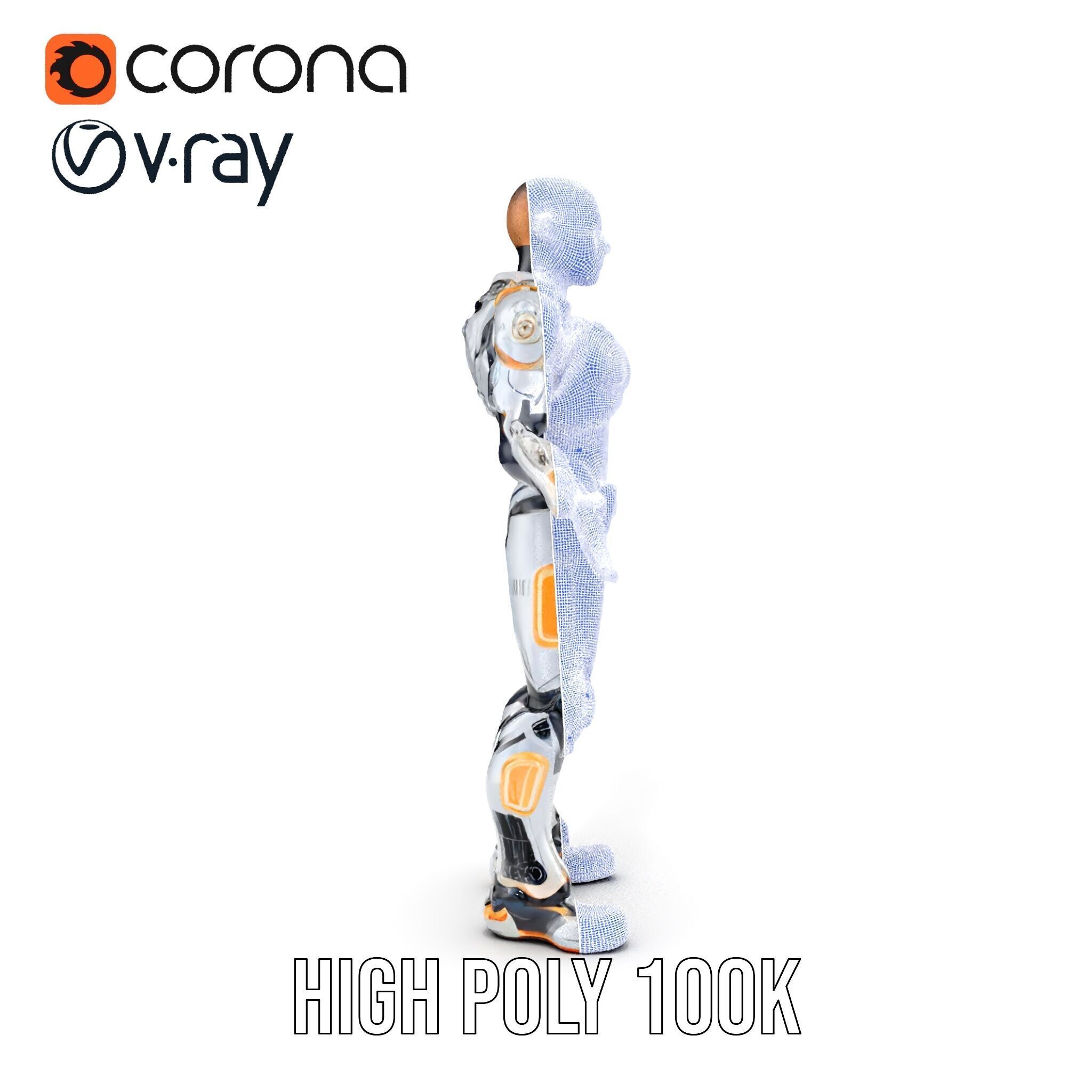 Futuristic Cyborg Warrior Fully Rigged and Animated Low-poly 3D model_40