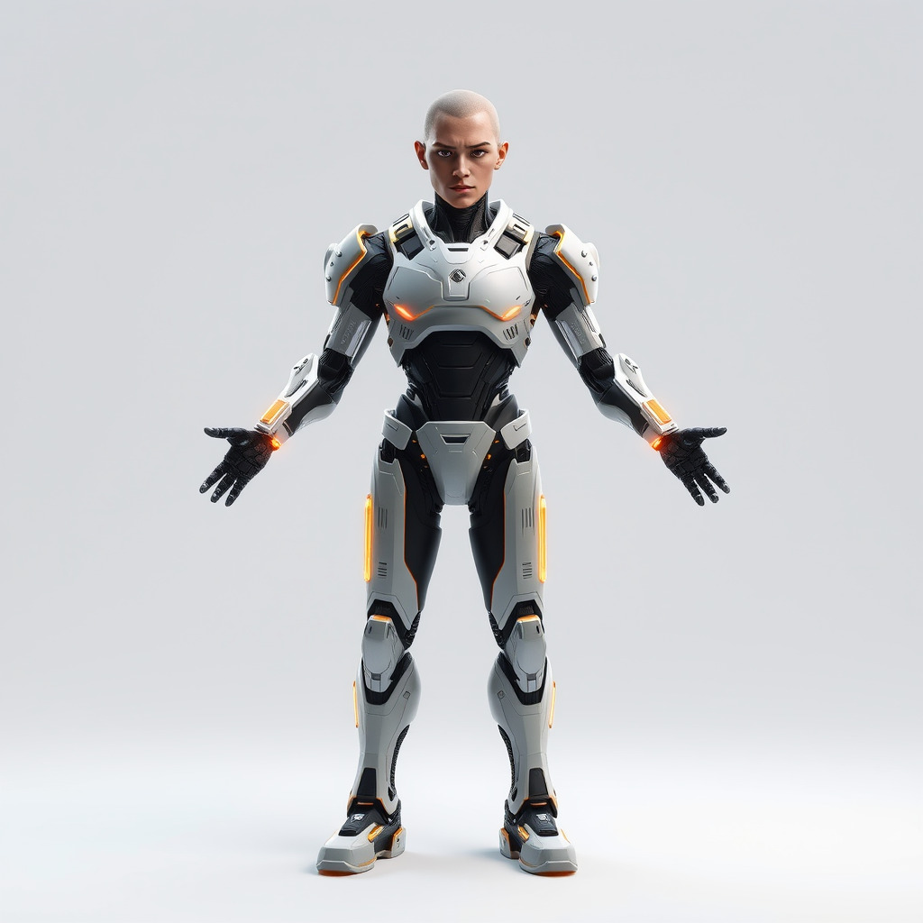 Futuristic Cyborg Warrior Fully Rigged and Animated Low-poly 3D model_3