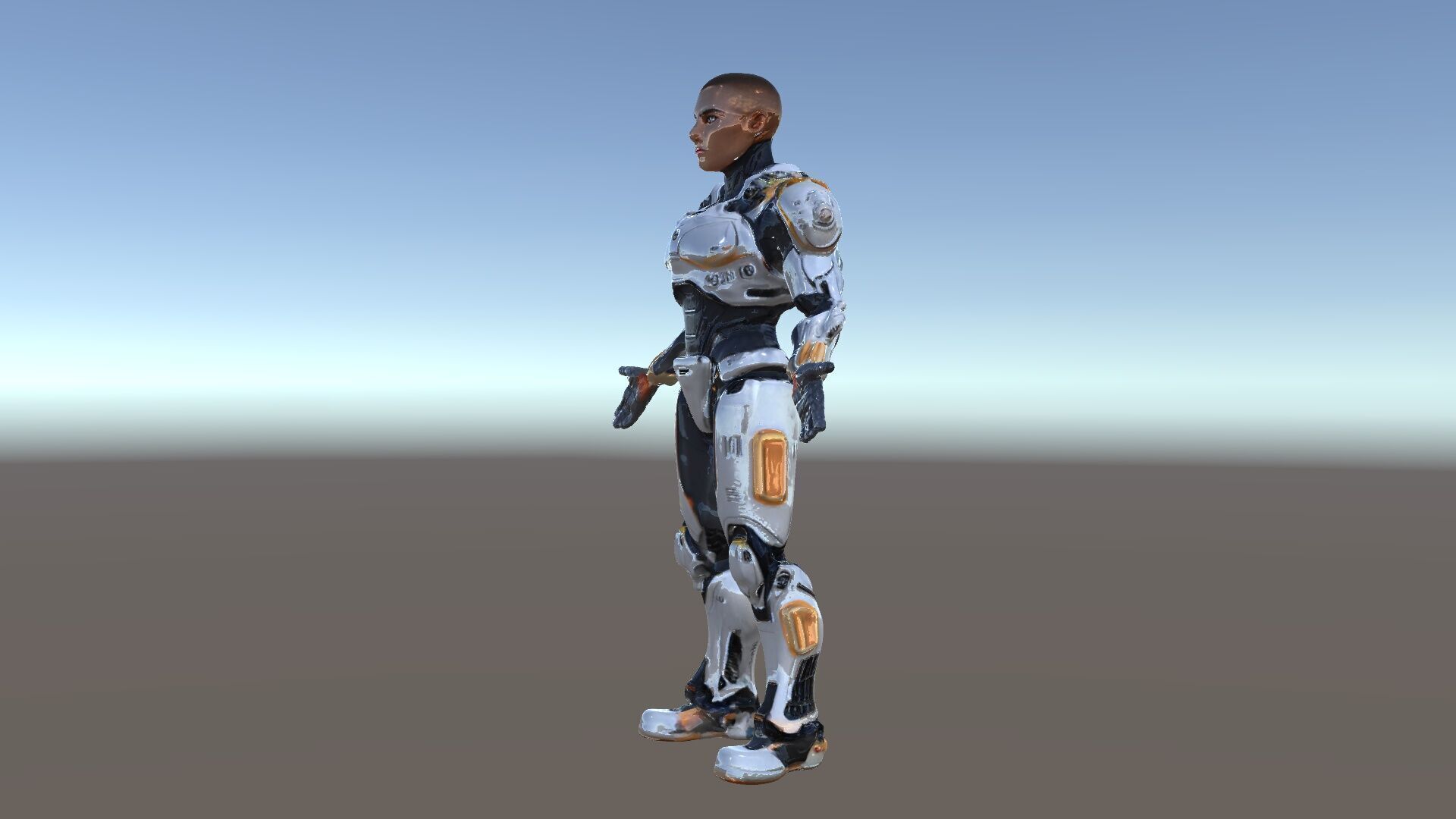Futuristic Cyborg Warrior Fully Rigged and Animated Low-poly 3D model_6