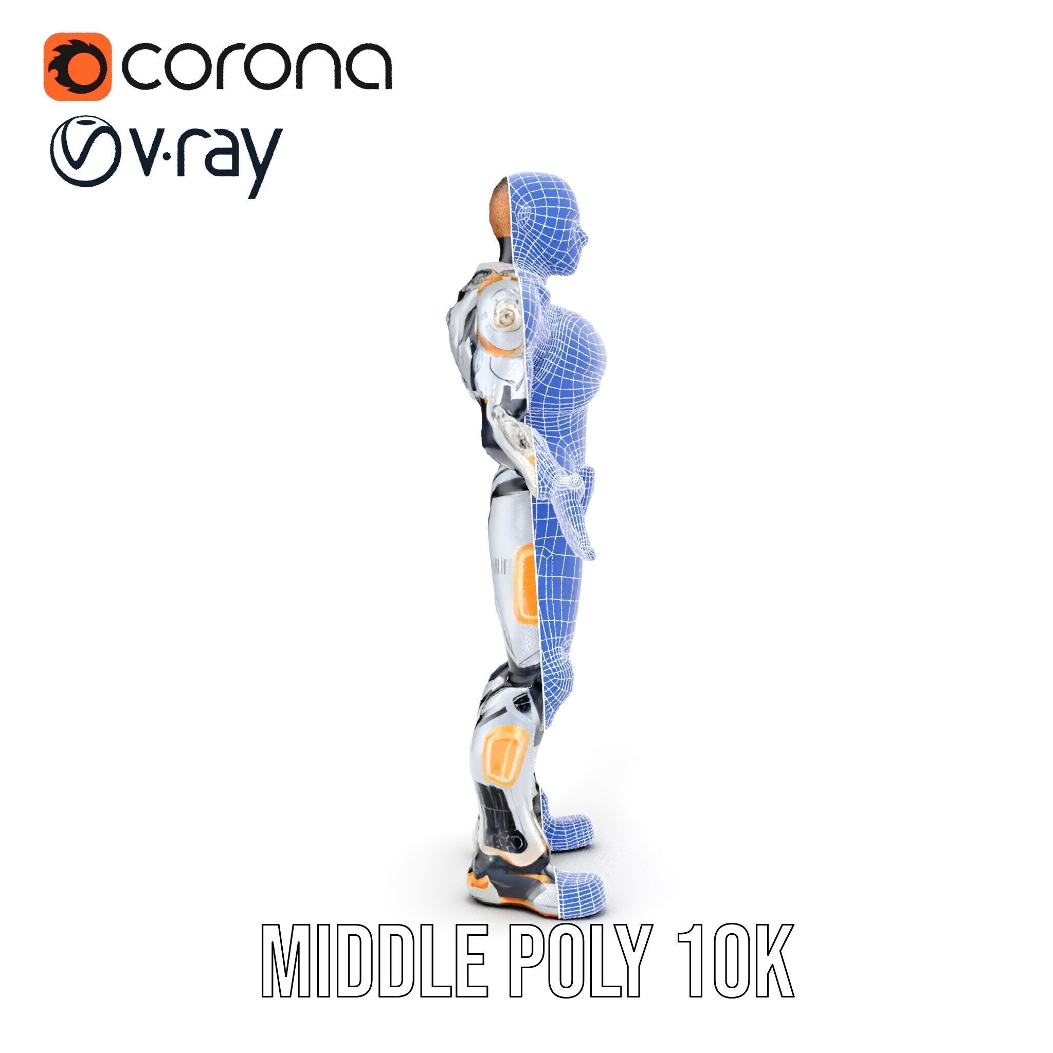 Futuristic Cyborg Warrior Fully Rigged and Animated Low-poly 3D model_21
