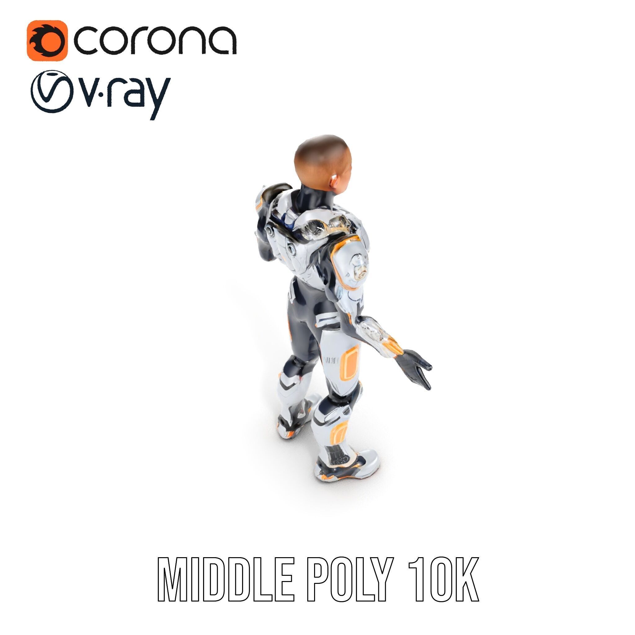 Futuristic Cyborg Warrior Fully Rigged and Animated Low-poly 3D model_32