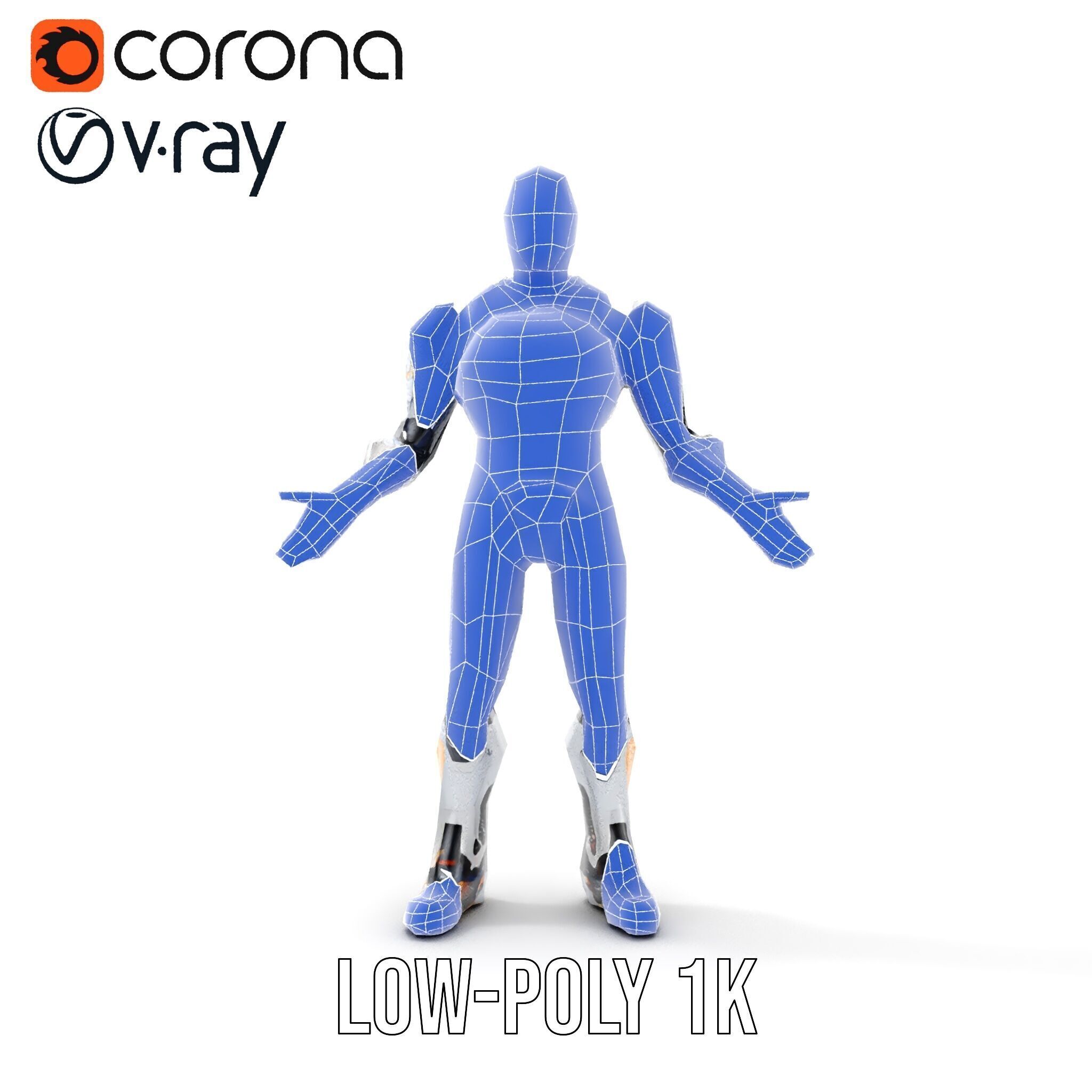 Futuristic Cyborg Warrior Fully Rigged and Animated Low-poly 3D model_33