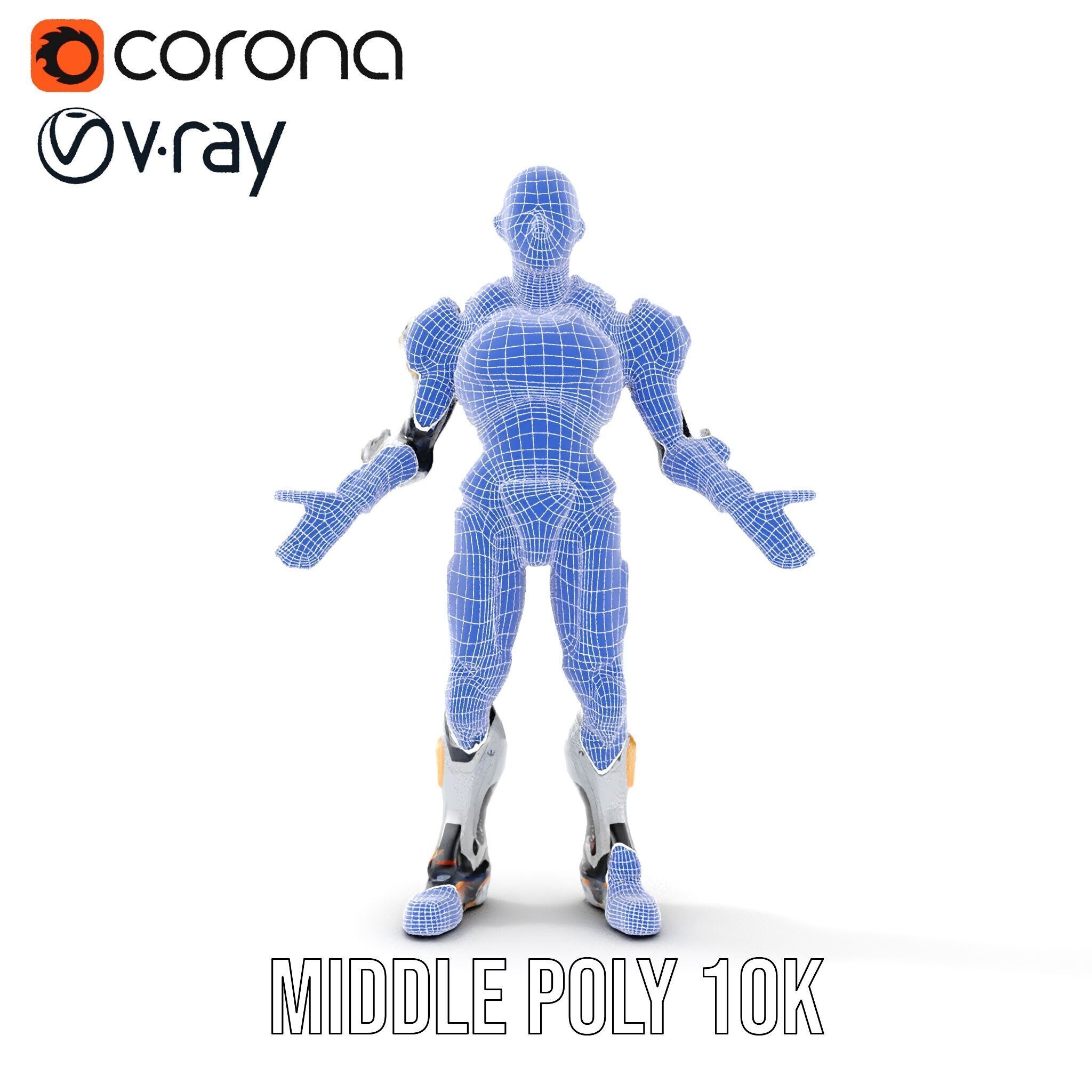 Futuristic Cyborg Warrior Fully Rigged and Animated Low-poly 3D model_18