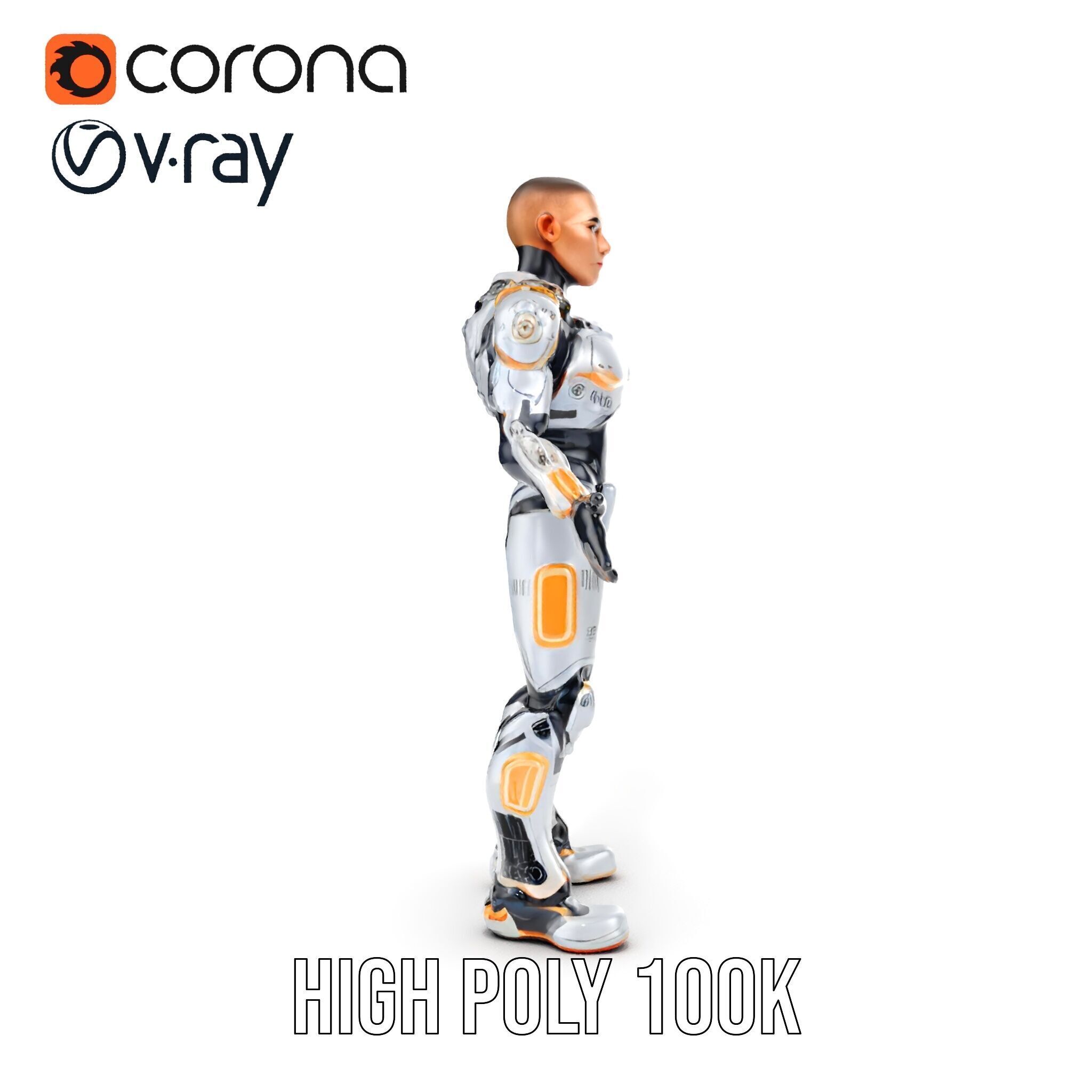 Futuristic Cyborg Warrior Fully Rigged and Animated Low-poly 3D model_20