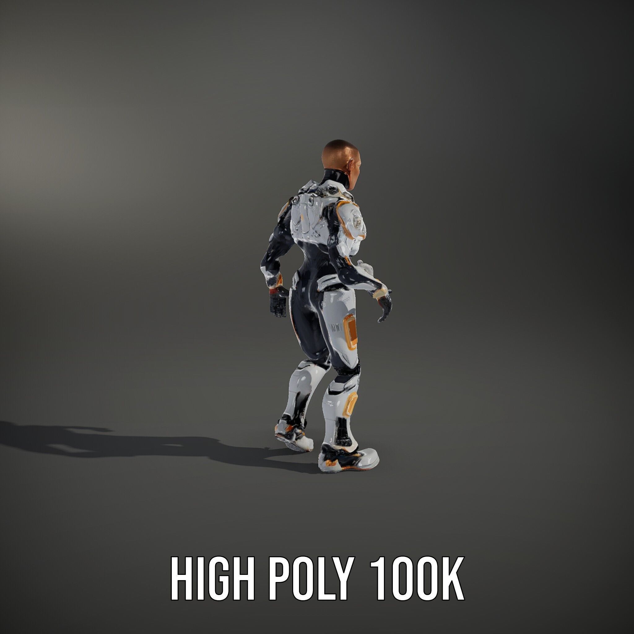 Futuristic Cyborg Warrior Fully Rigged and Animated Low-poly 3D model_12