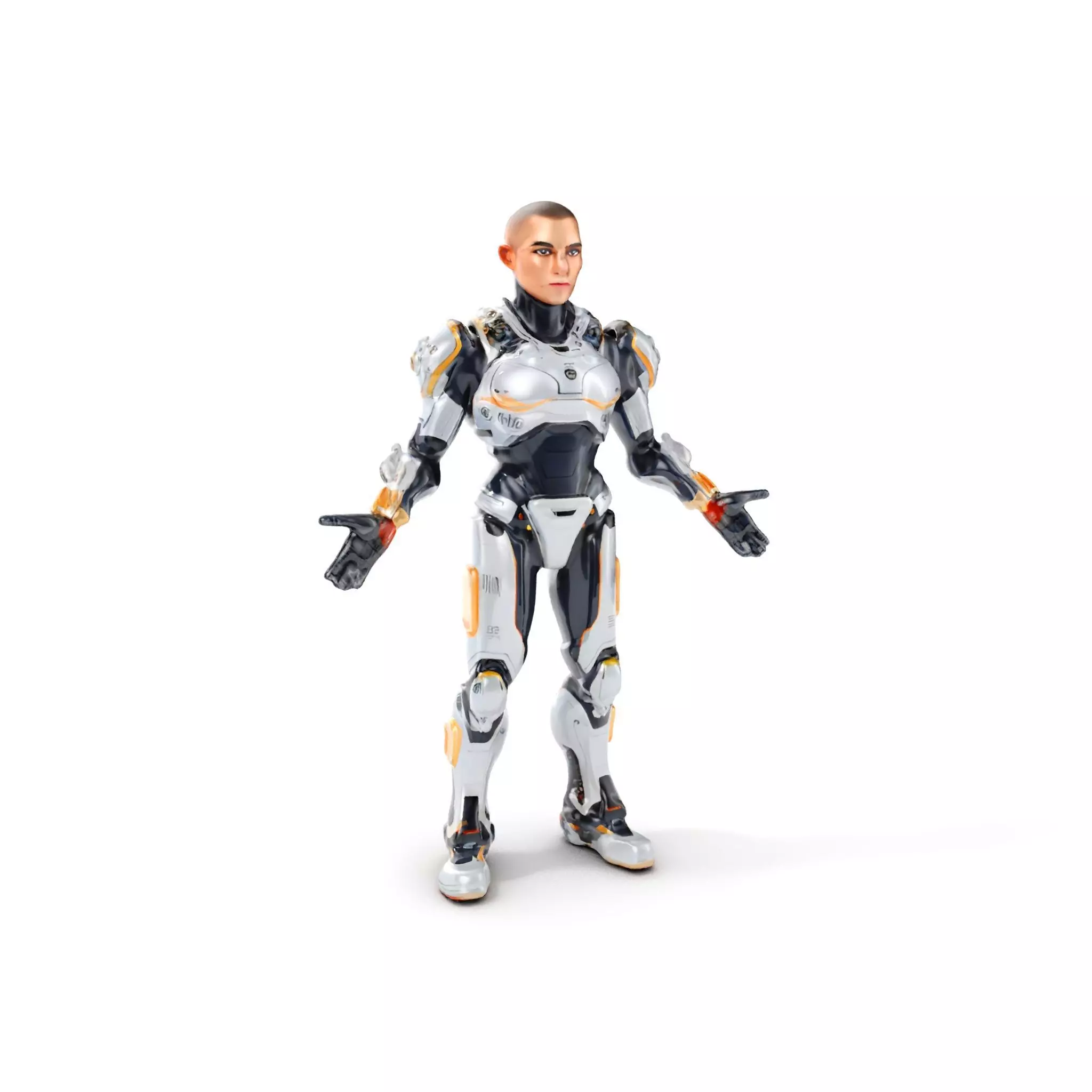 Futuristic Cyborg Warrior Fully Rigged and Animated Low-poly 3D model_0