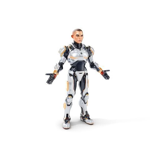 Futuristic Cyborg Warrior Fully Rigged and Animated Low-poly 3D model