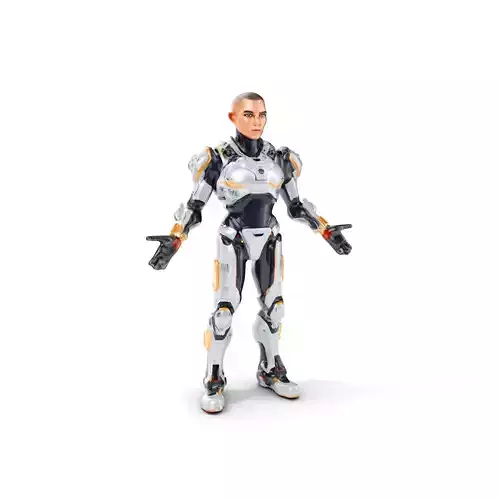 Futuristic Cyborg Warrior Fully Rigged and Animated Low-poly 3D model