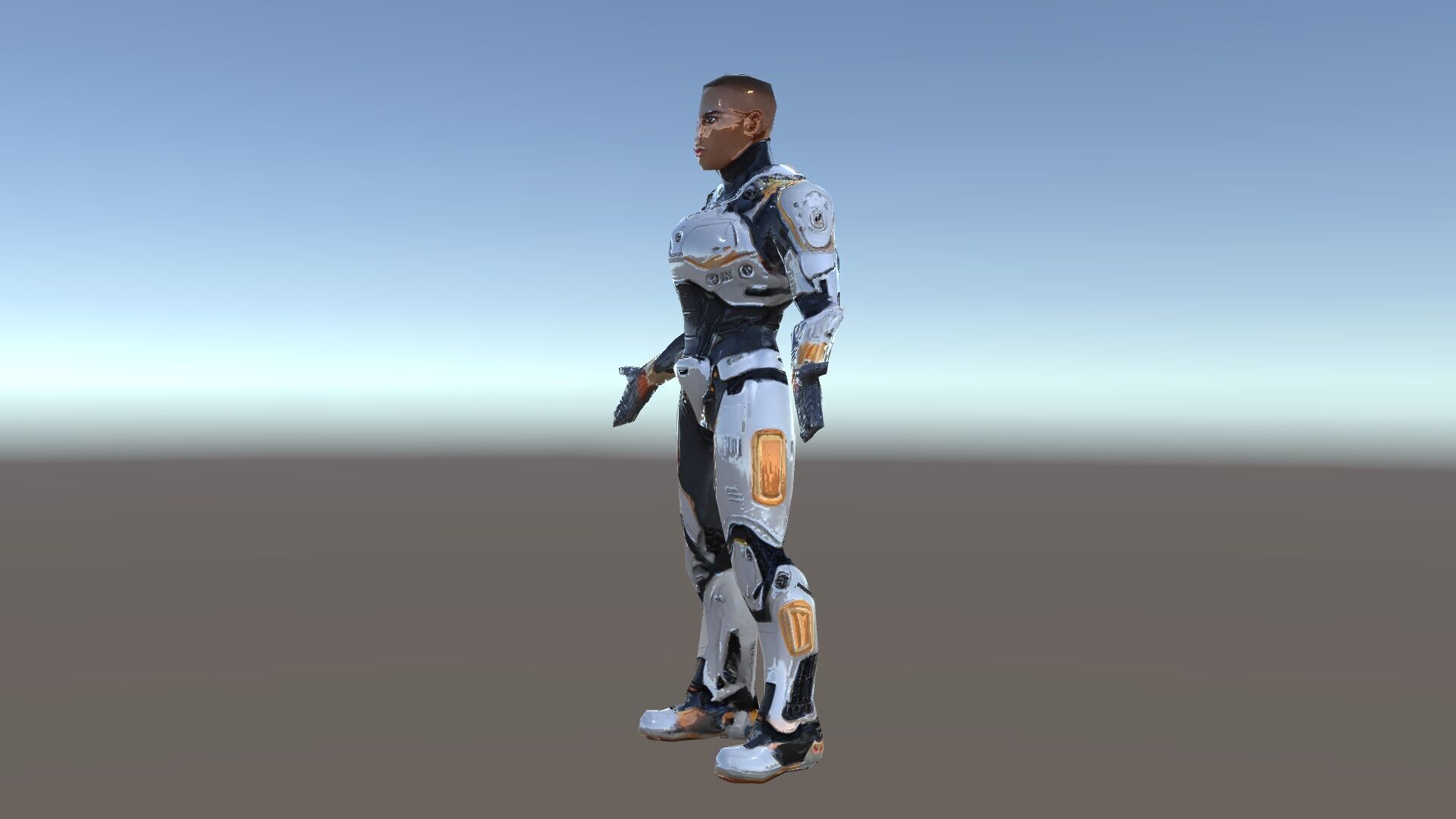 Futuristic Cyborg Warrior Fully Rigged and Animated Low-poly 3D model_35