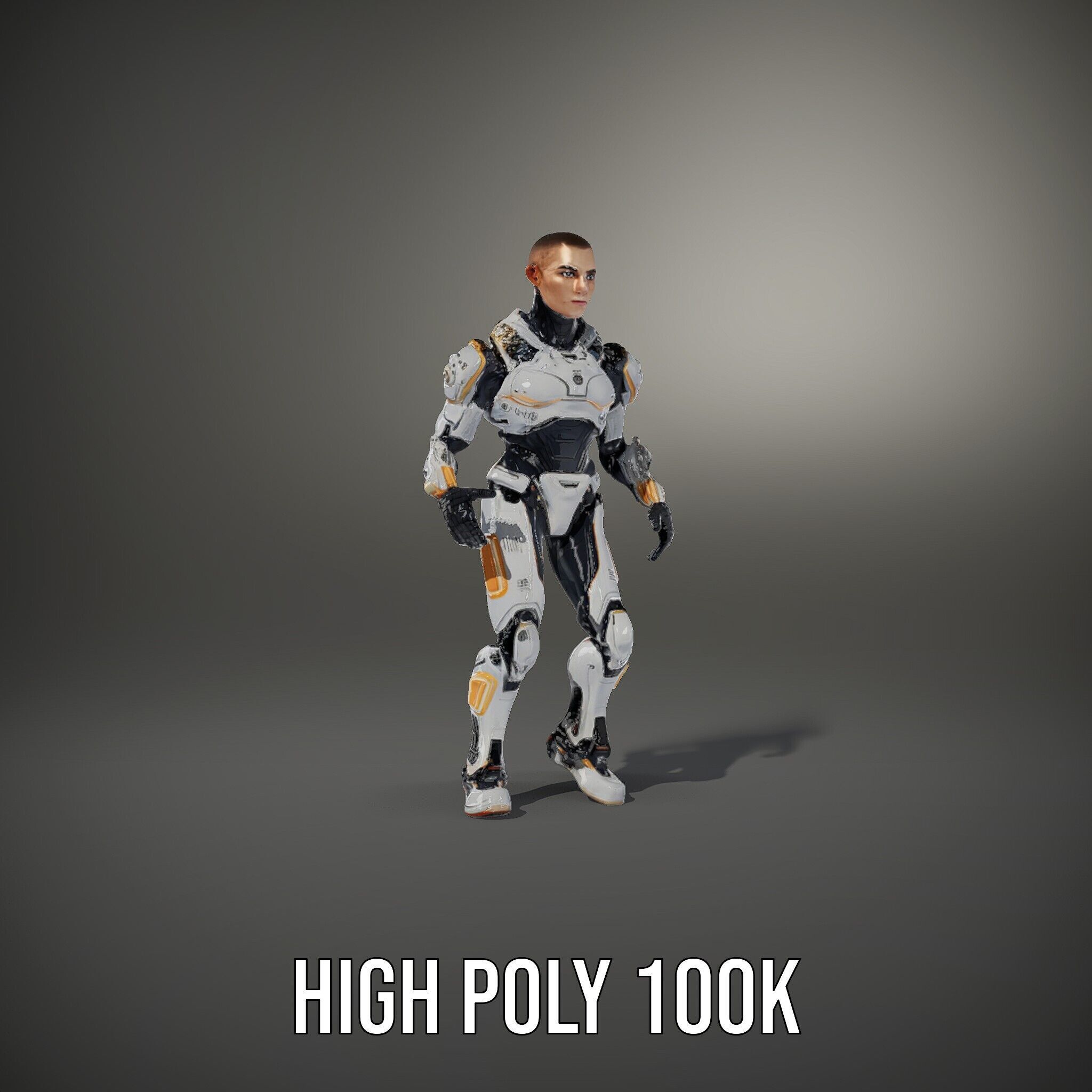 Futuristic Cyborg Warrior Fully Rigged and Animated Low-poly 3D model_9