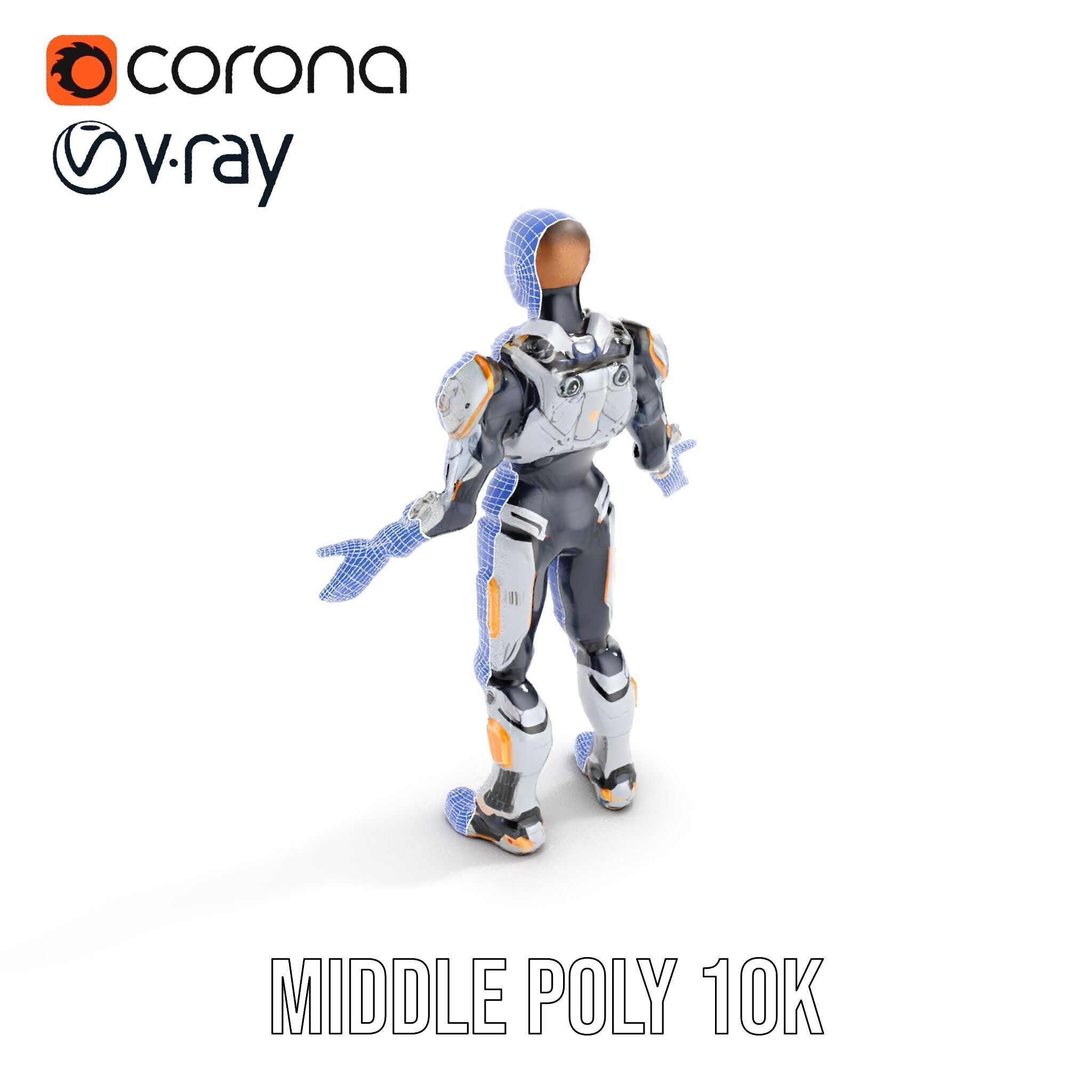 Futuristic Cyborg Warrior Fully Rigged and Animated Low-poly 3D model_34