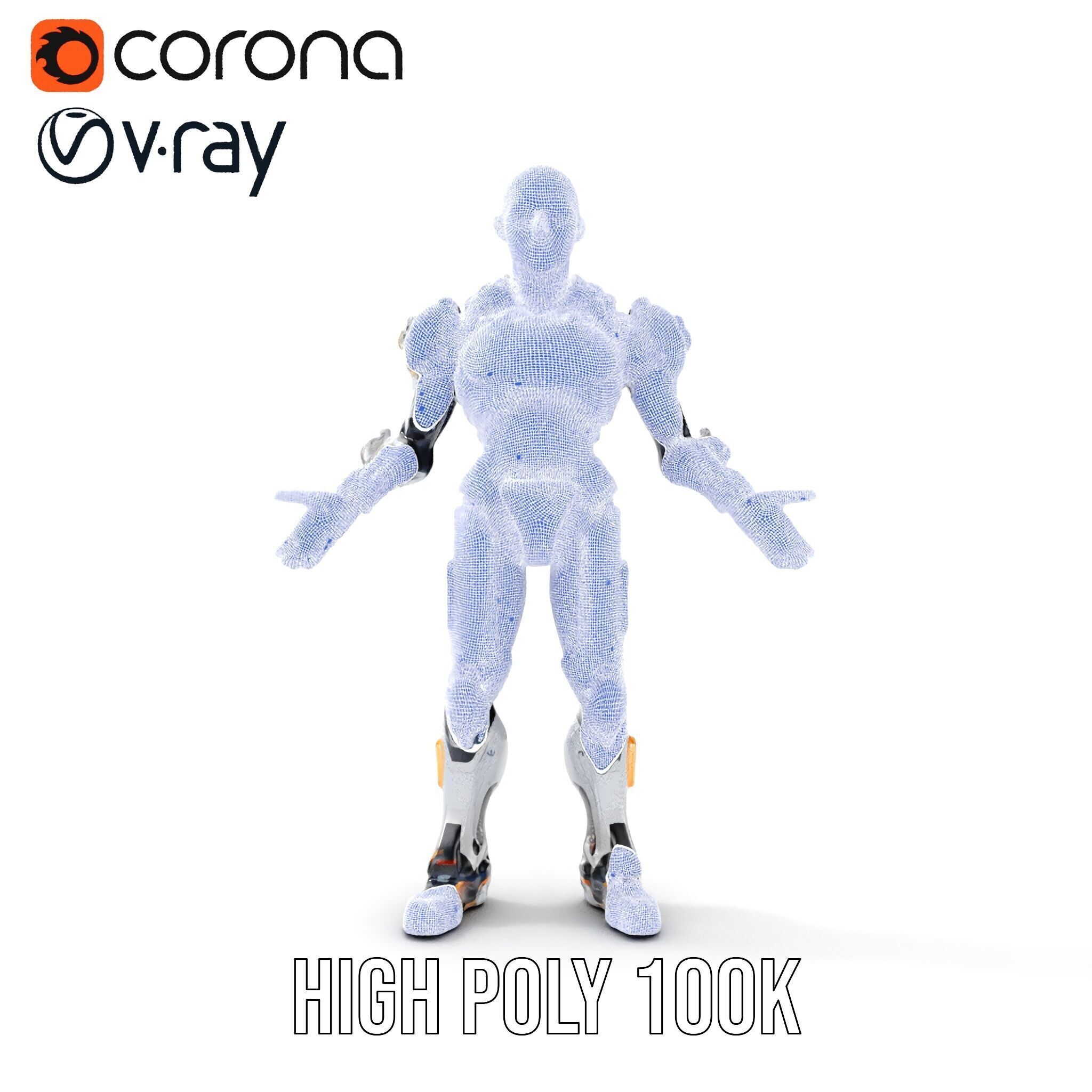 Futuristic Cyborg Warrior Fully Rigged and Animated Low-poly 3D model_41