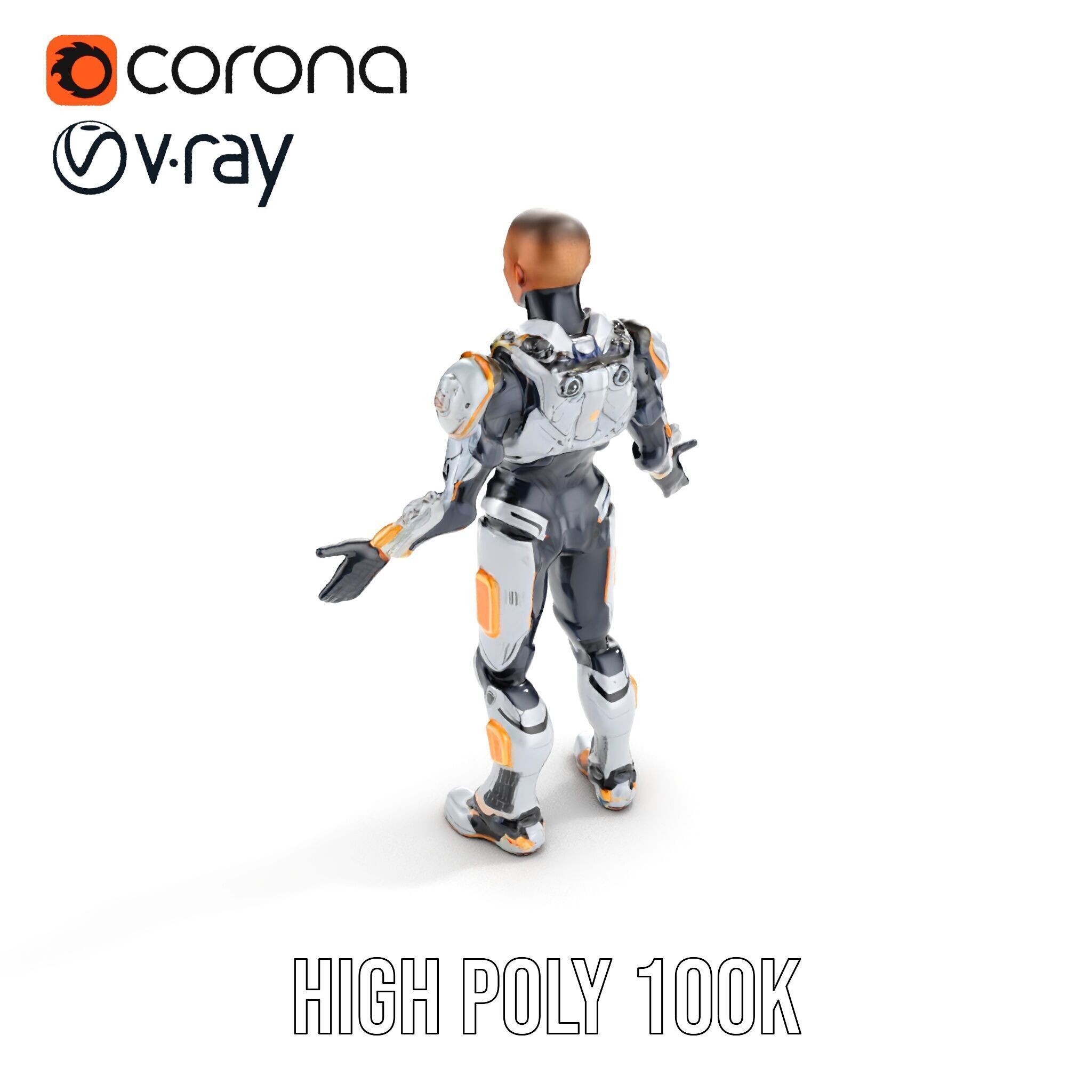 Futuristic Cyborg Warrior Fully Rigged and Animated Low-poly 3D model_36