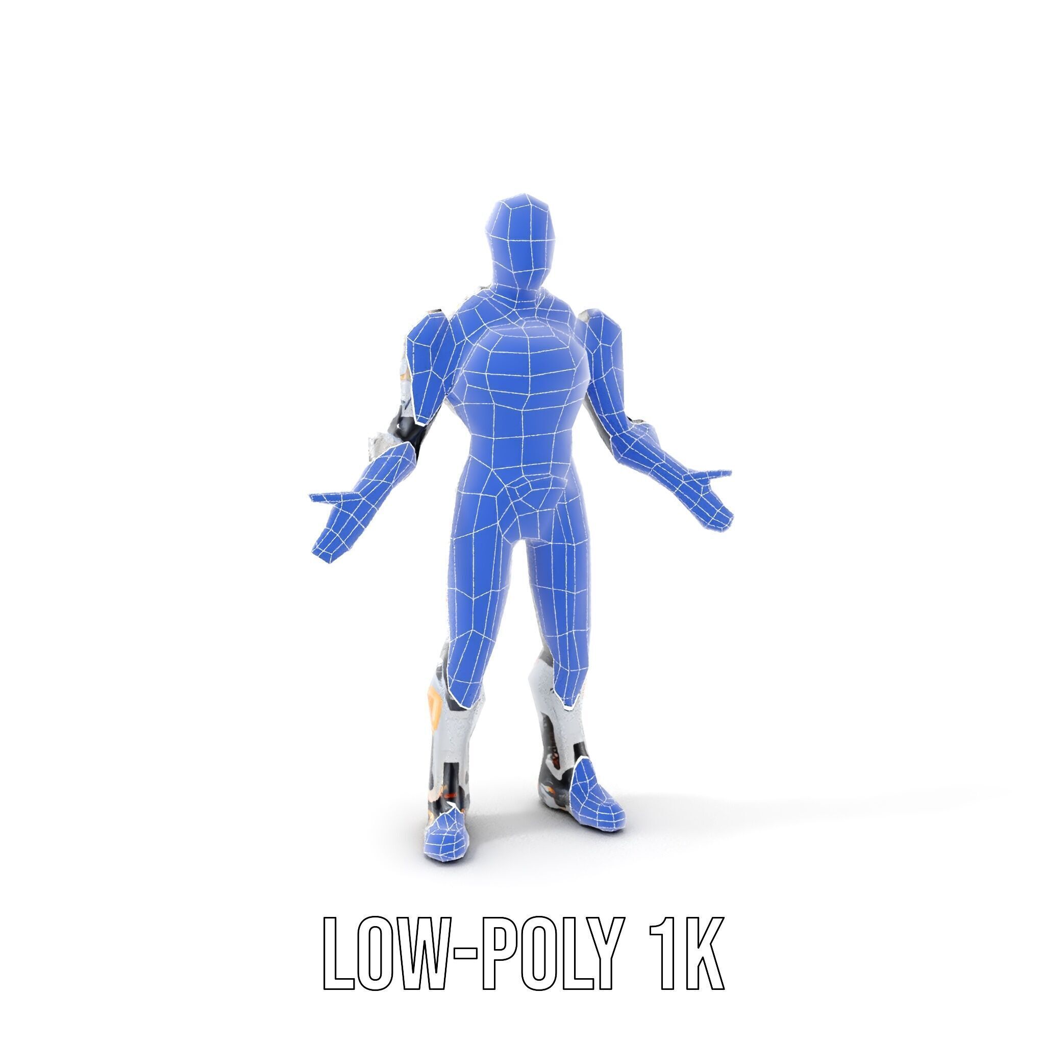 Futuristic Cyborg Warrior Fully Rigged and Animated Low-poly 3D model_22