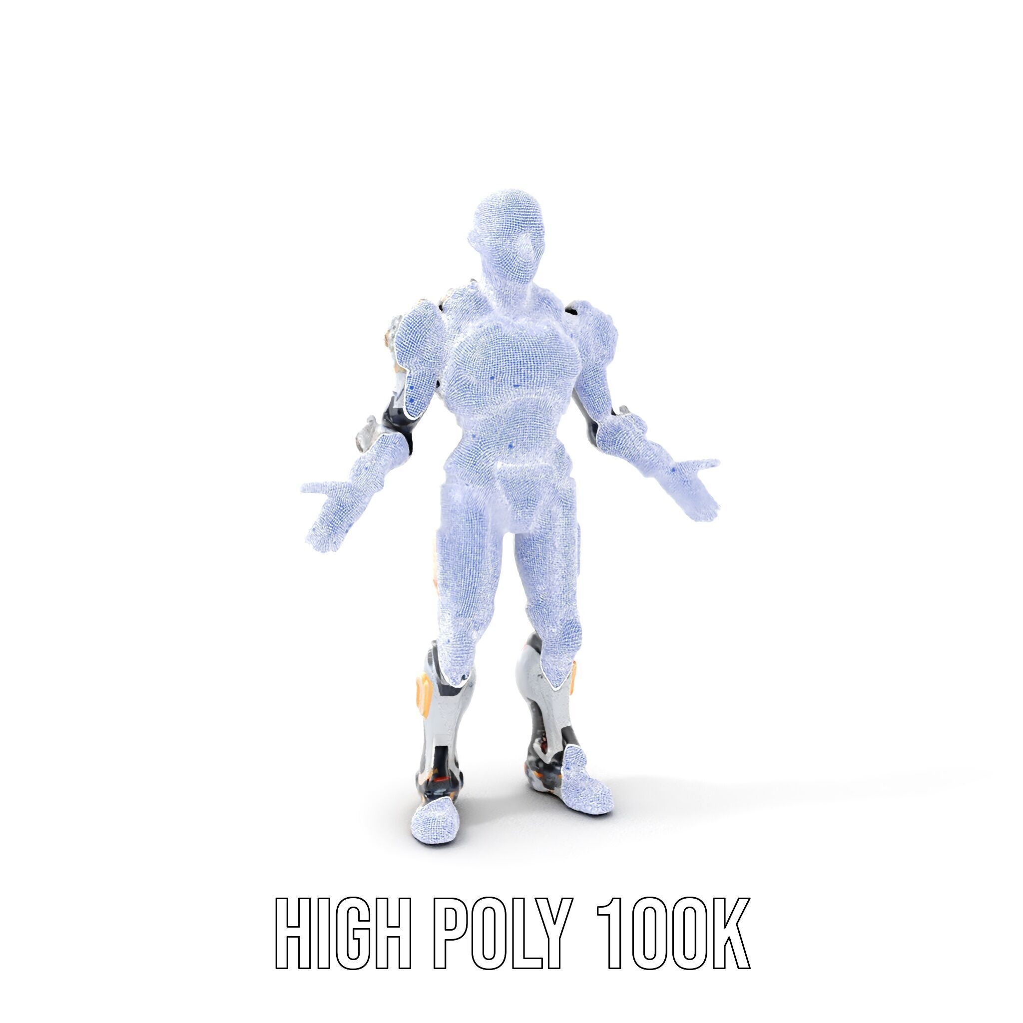 Futuristic Cyborg Warrior Fully Rigged and Animated Low-poly 3D model_5