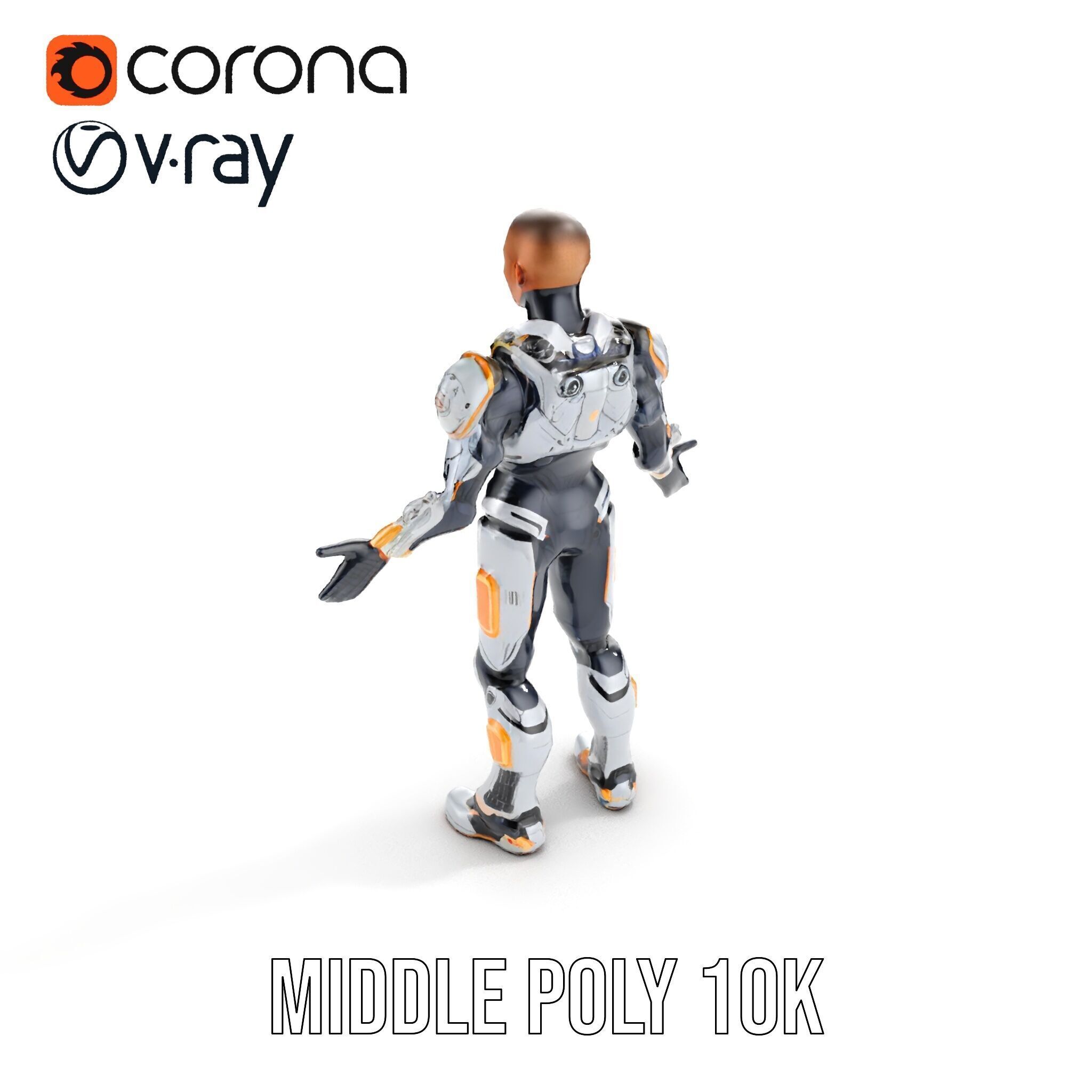 Futuristic Cyborg Warrior Fully Rigged and Animated Low-poly 3D model_13