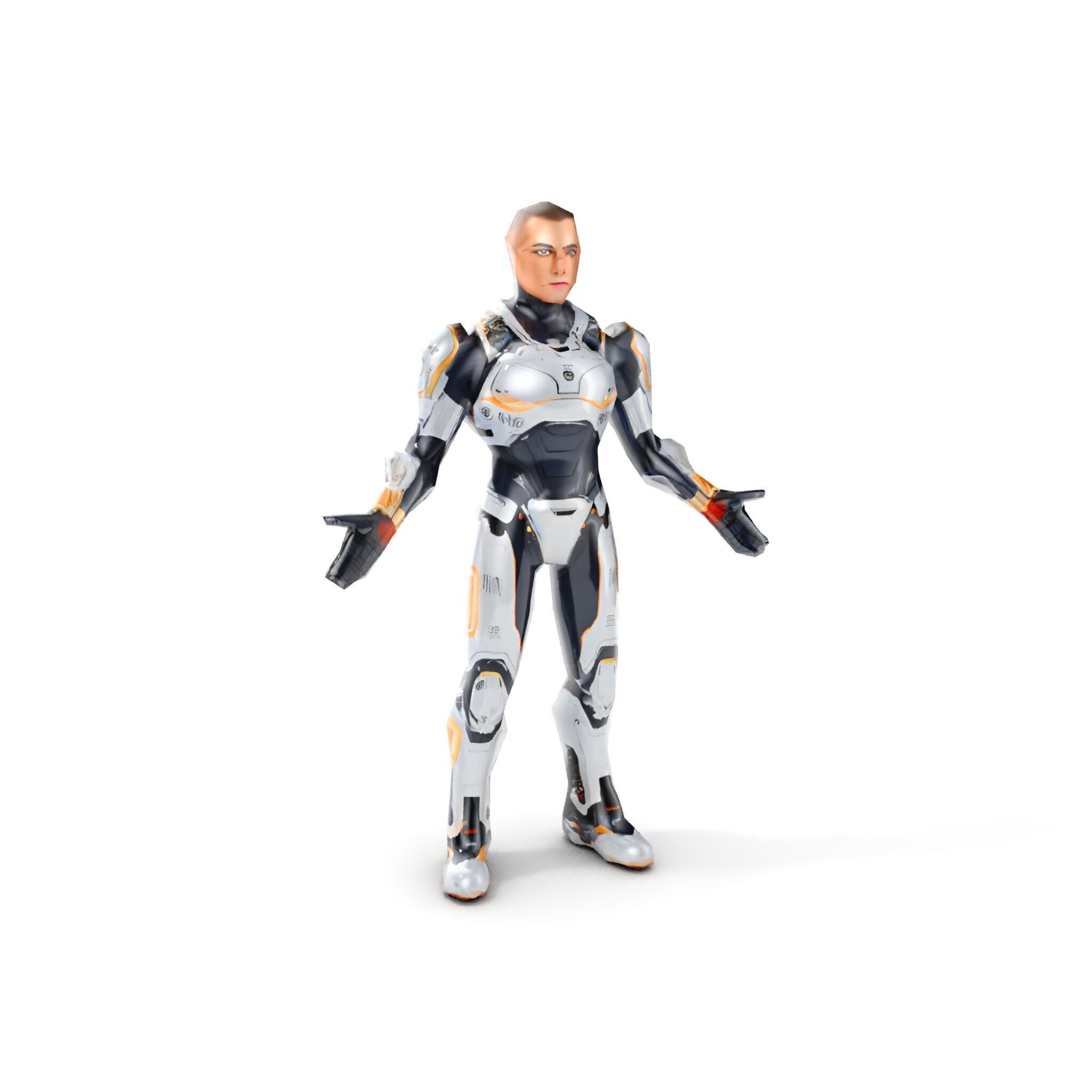 Futuristic Cyborg Warrior Fully Rigged and Animated Low-poly 3D model_11