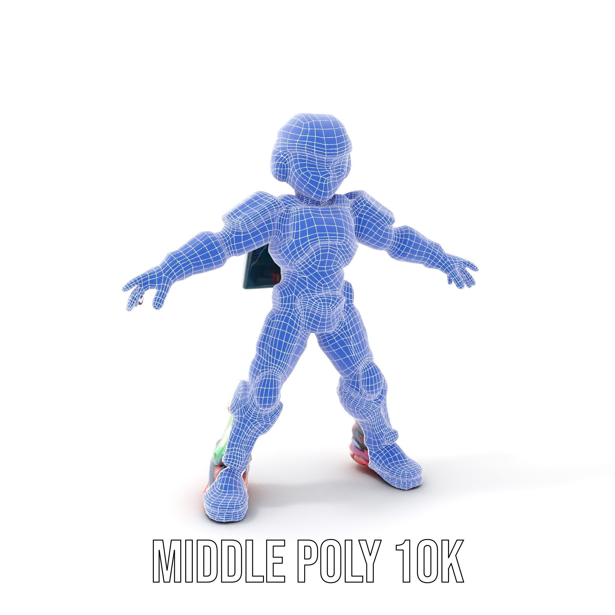 Neon Tech Warrior Rigged and Animated D Character Model Low-poly 3D model_37