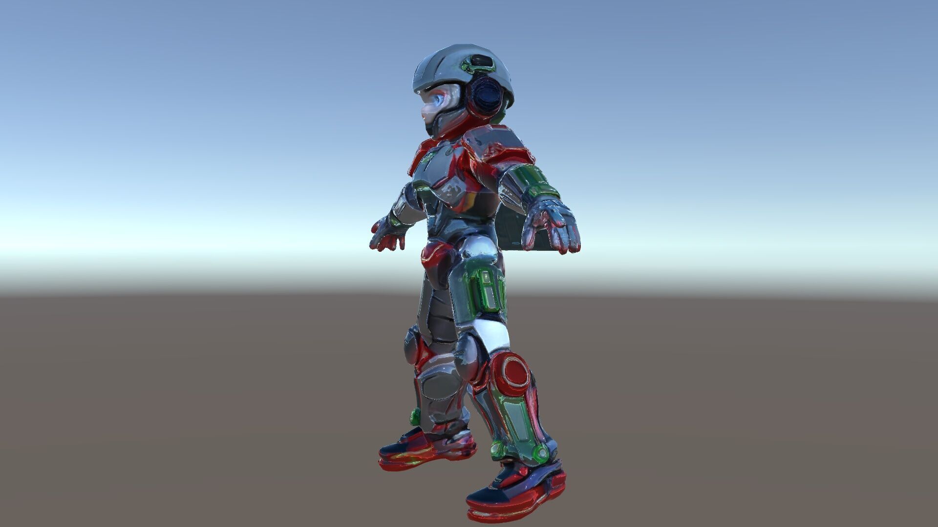Neon Tech Warrior Rigged and Animated D Character Model Low-poly 3D model_39