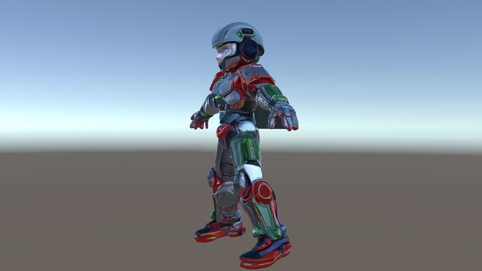 Neon Tech Warrior Rigged and Animated D Character Model Low-poly 3D model_6