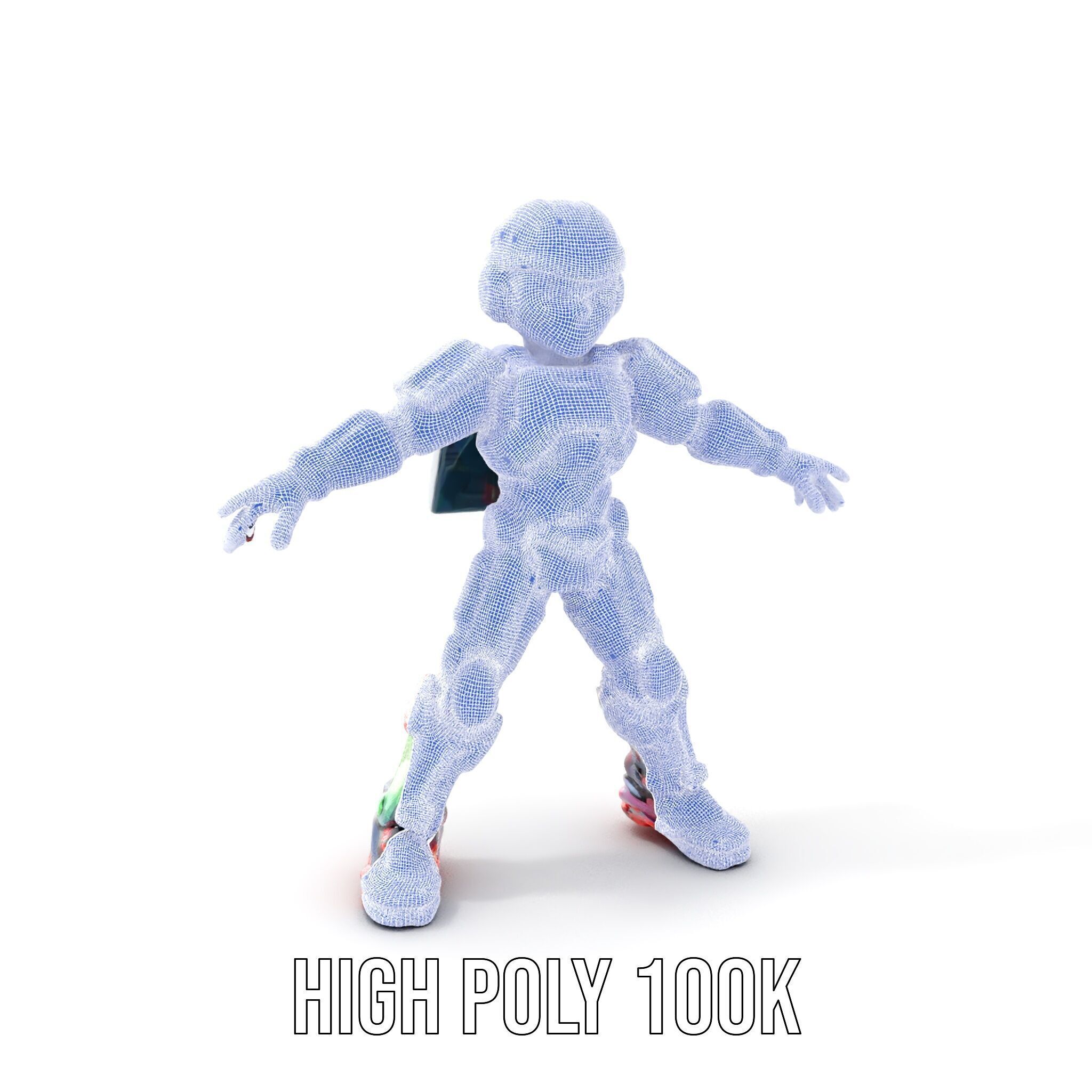 Neon Tech Warrior Rigged and Animated D Character Model Low-poly 3D model_5