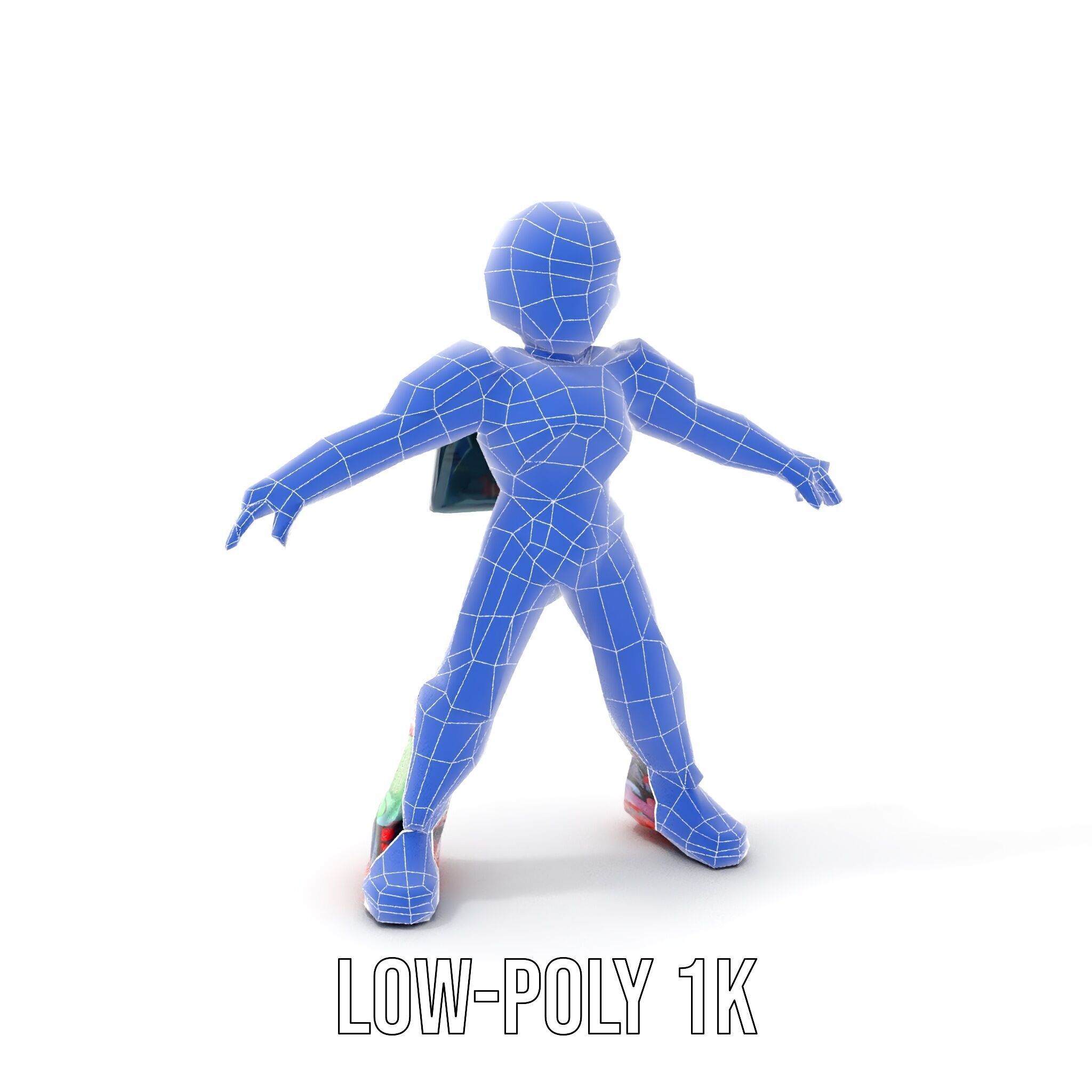 Neon Tech Warrior Rigged and Animated D Character Model Low-poly 3D model_19