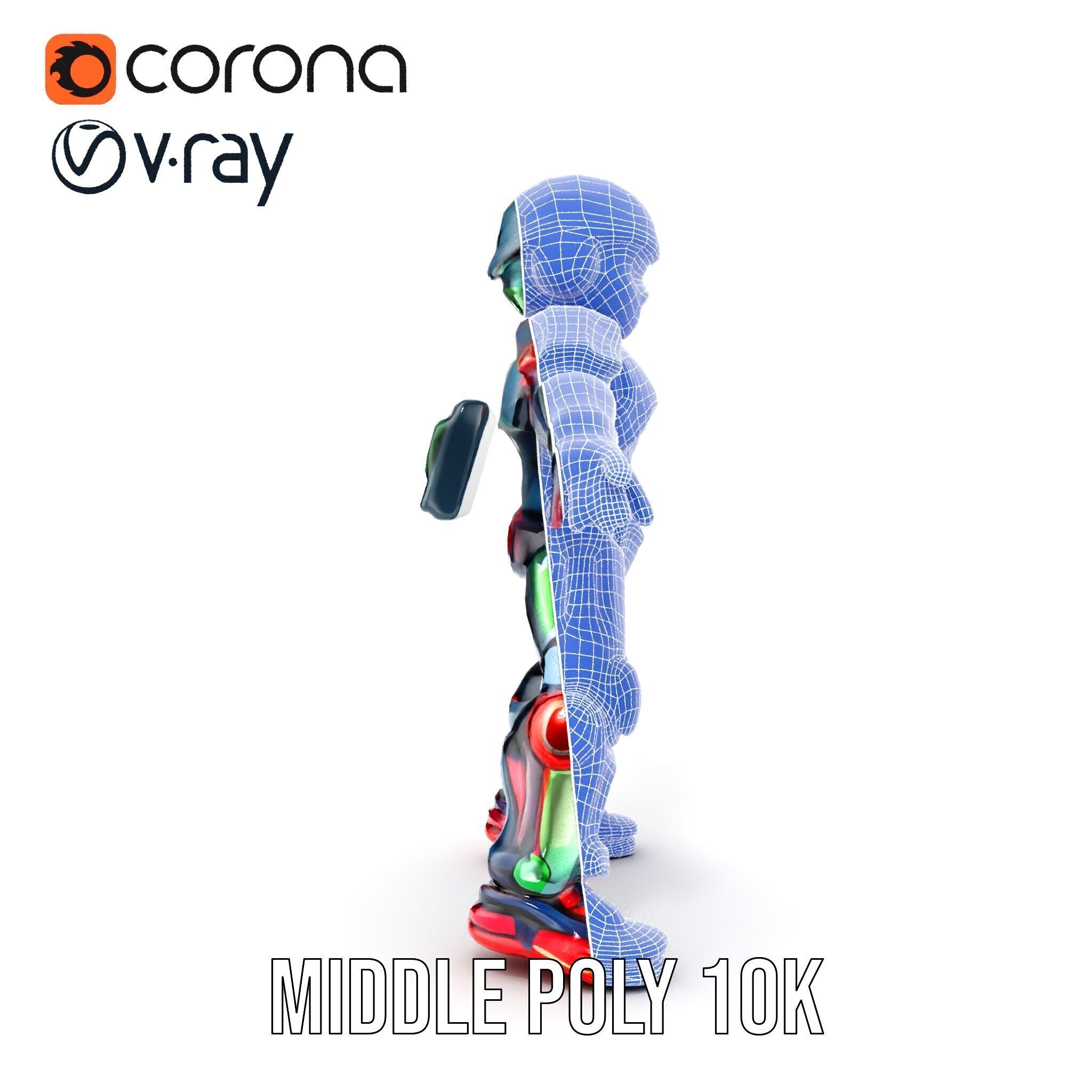 Neon Tech Warrior Rigged and Animated D Character Model Low-poly 3D model_26