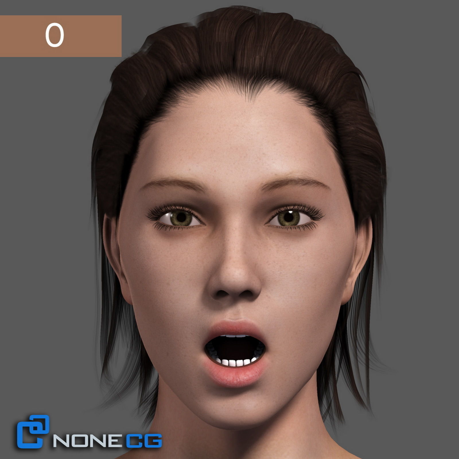 Adult Female Head Rigged 3D model_13