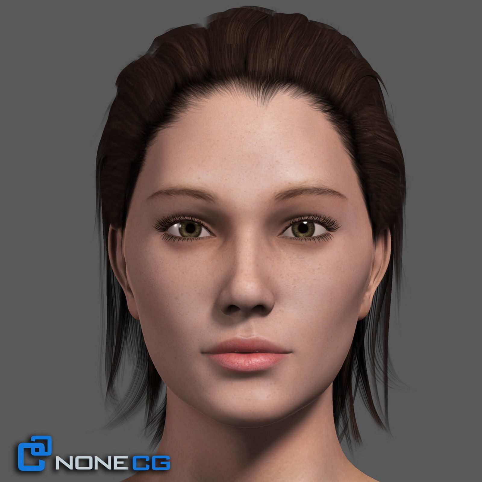 Adult Female Head Rigged 3D model_10