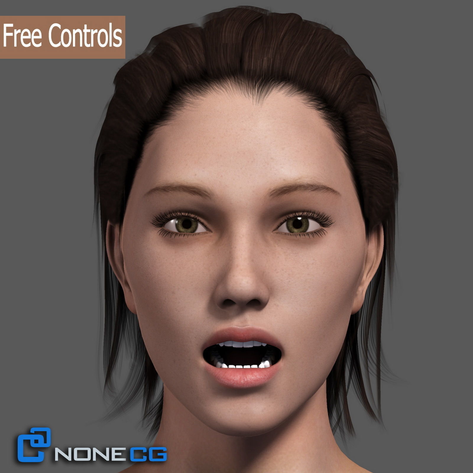 Adult Female Head Rigged 3D model_5