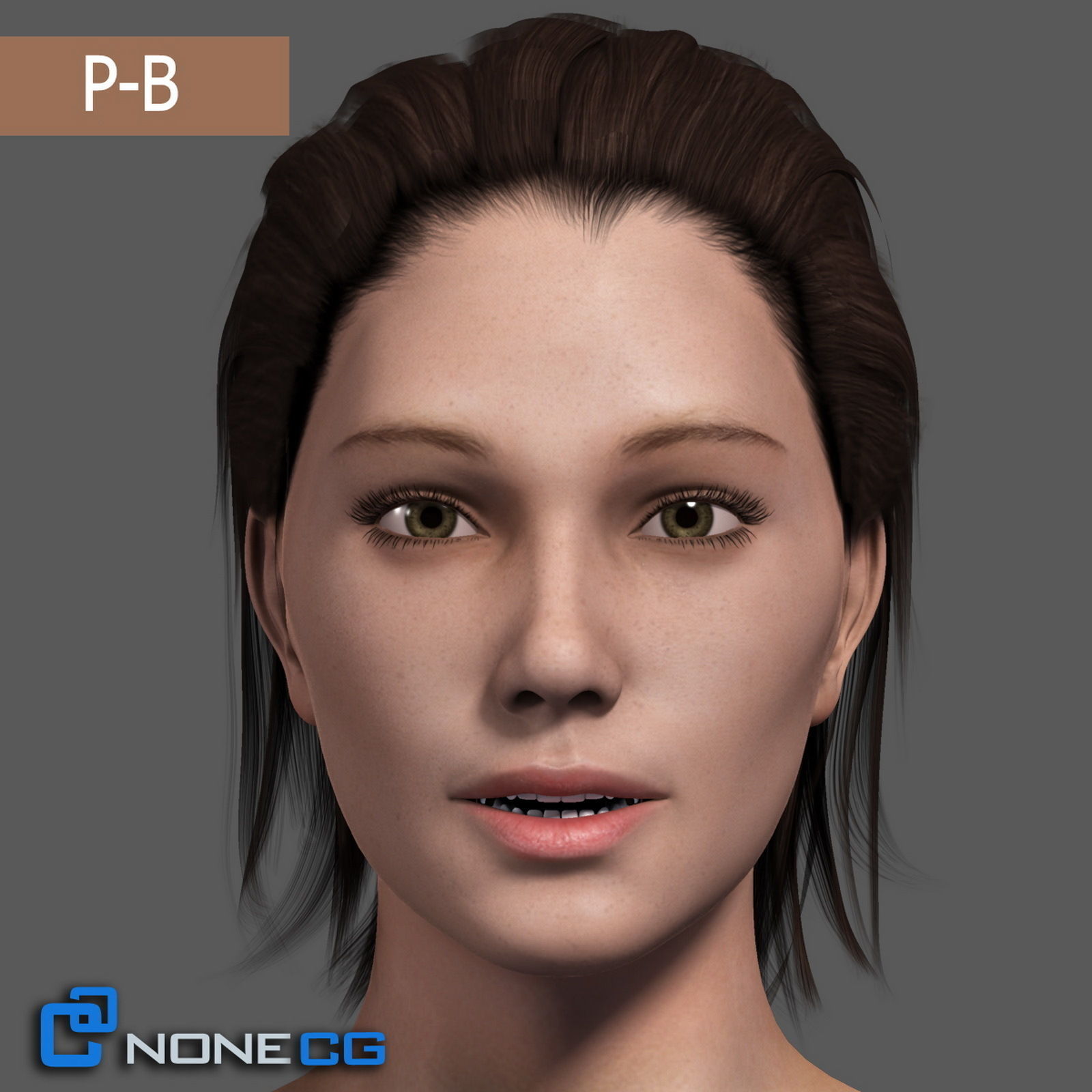 Adult Female Head Rigged 3D model_15