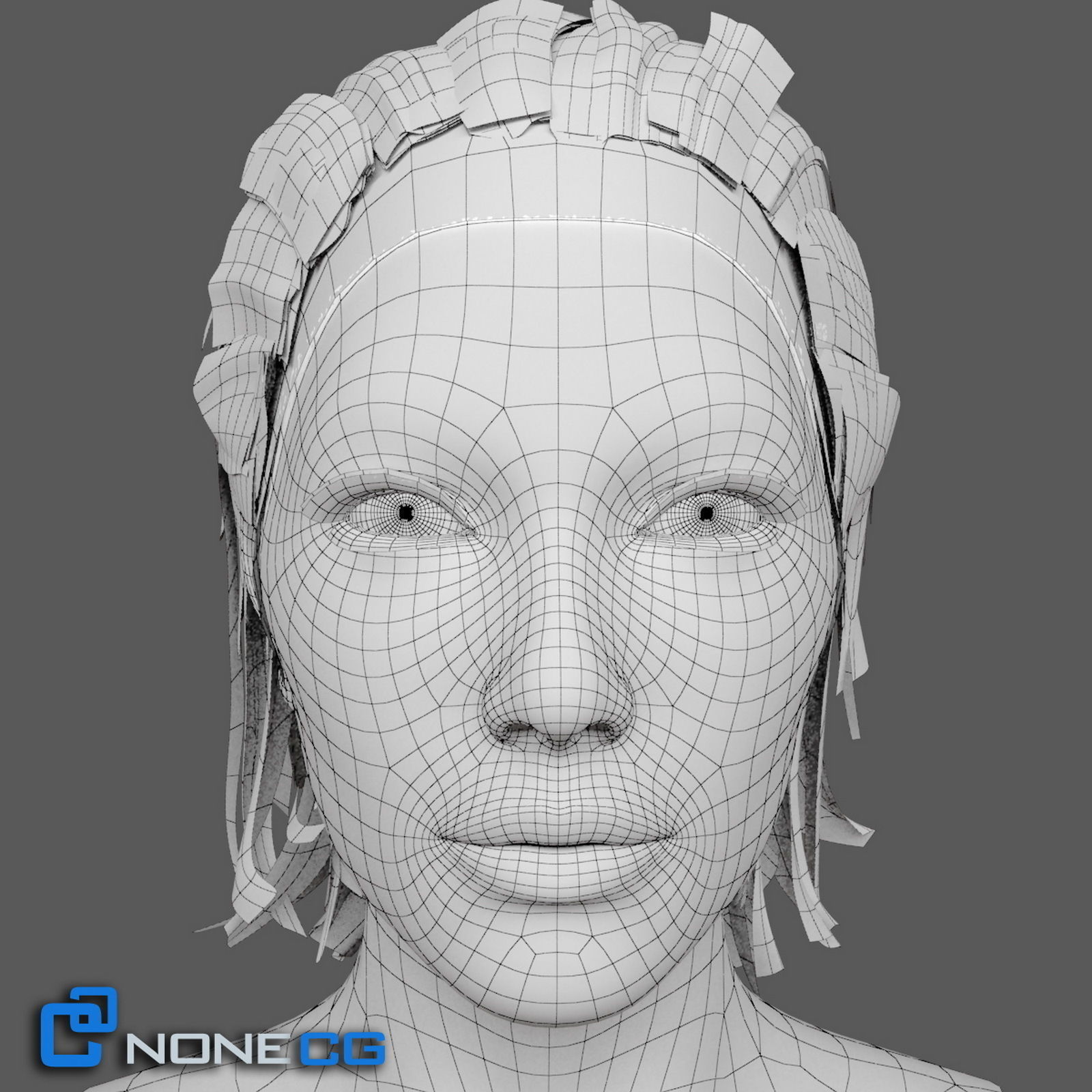 Adult Female Head Rigged 3D model_6