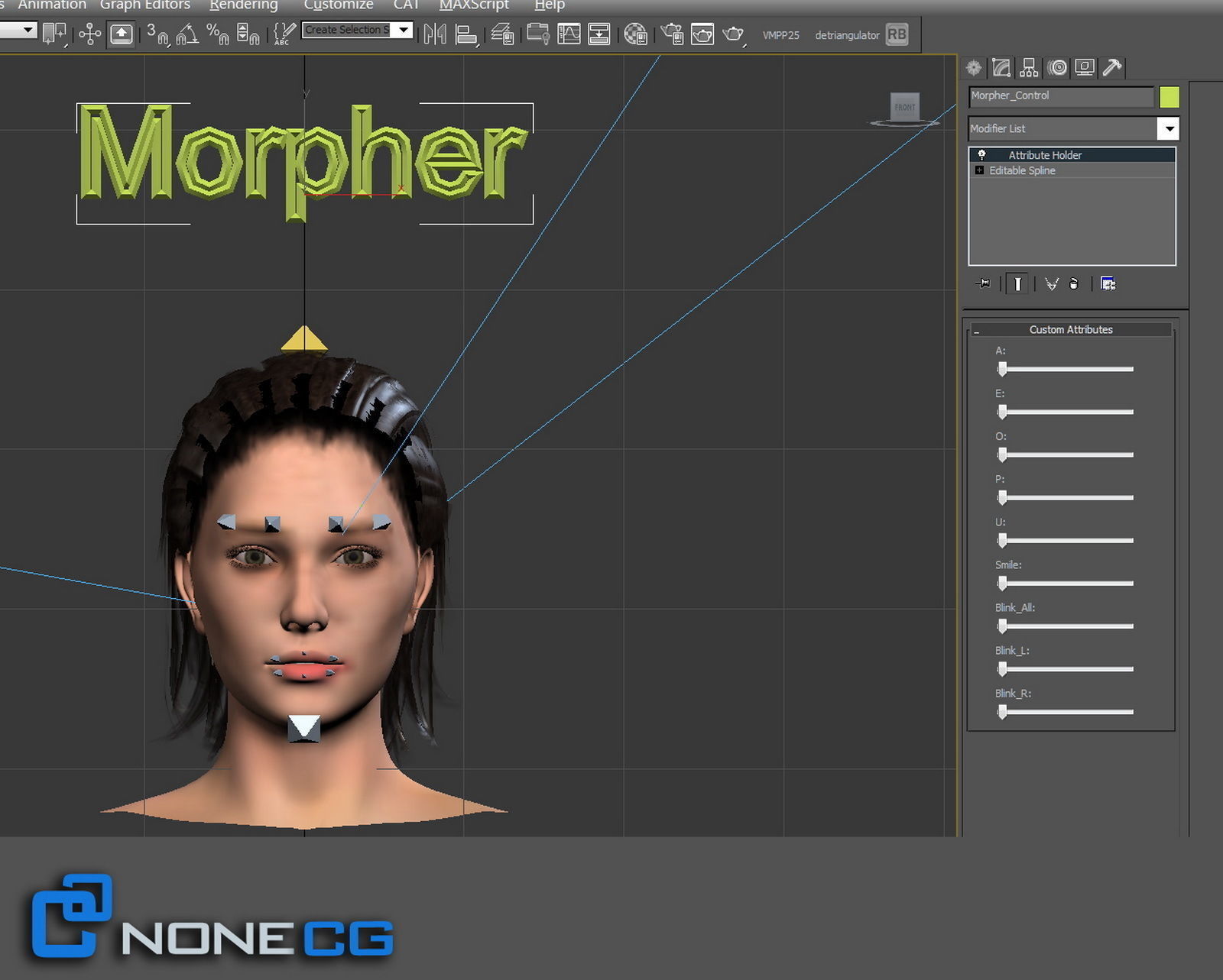 Adult Female Head Rigged 3D model_19