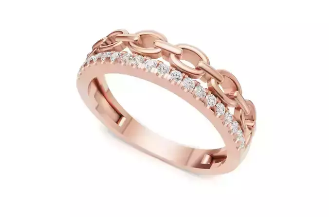 Diamond Chain Ring Trendy Stackable Band 3D print model