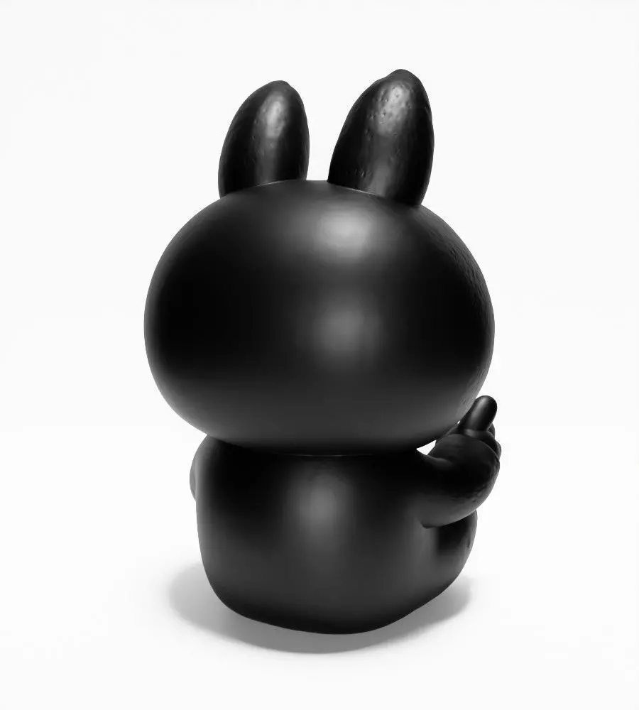 Sit Black Labubu The Monsters toy 3D print model_13