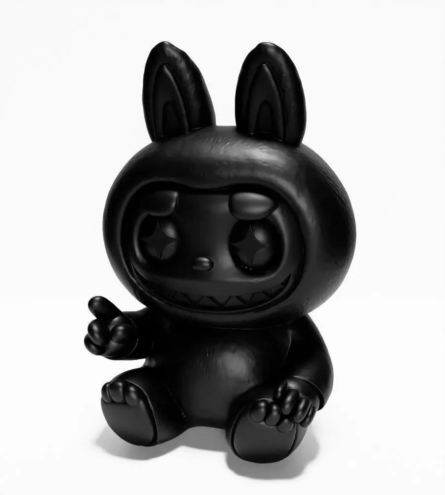 Sit Black Labubu The Monsters toy 3D print model_2