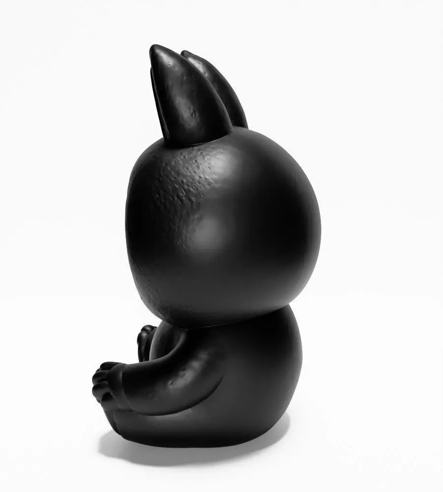 Sit Black Labubu The Monsters toy 3D print model_7