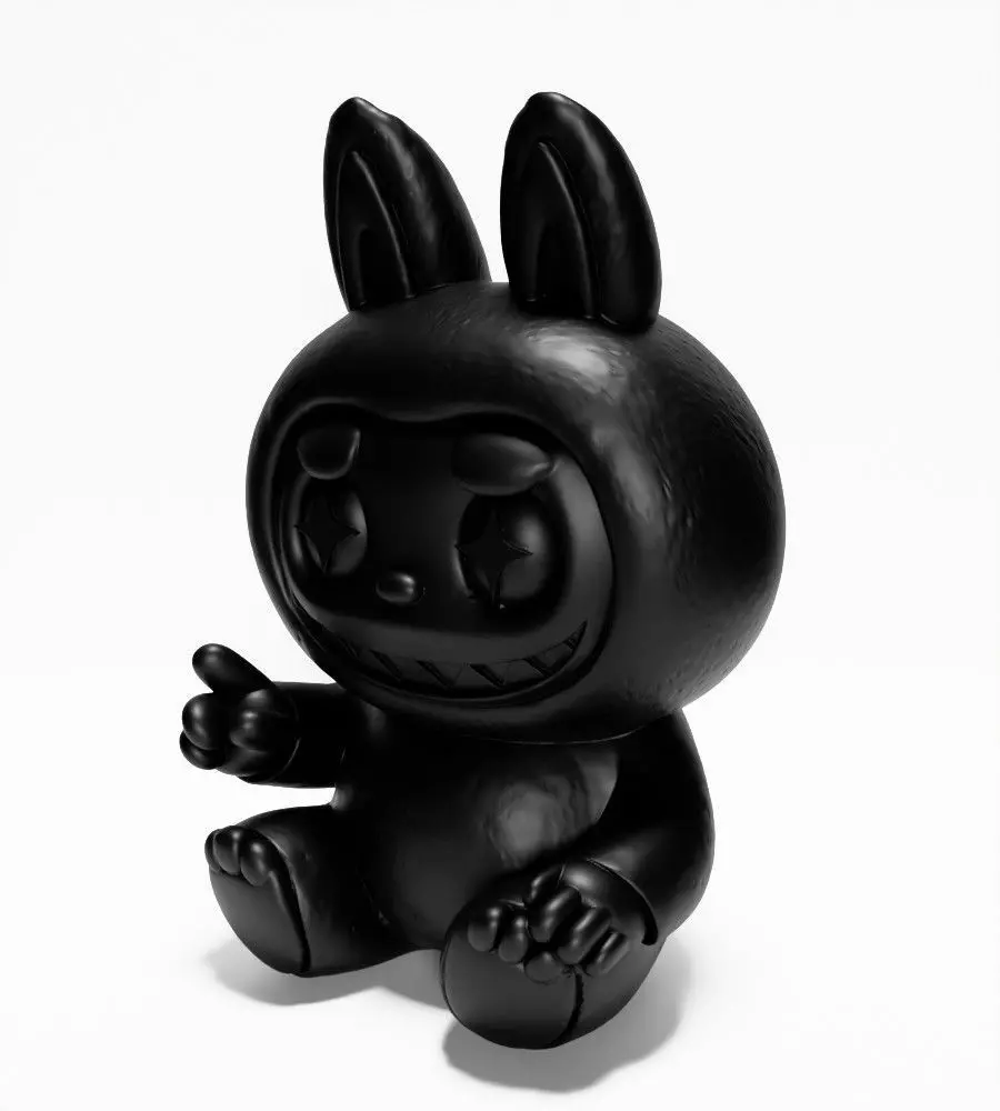 Sit Black Labubu The Monsters toy 3D print model_3