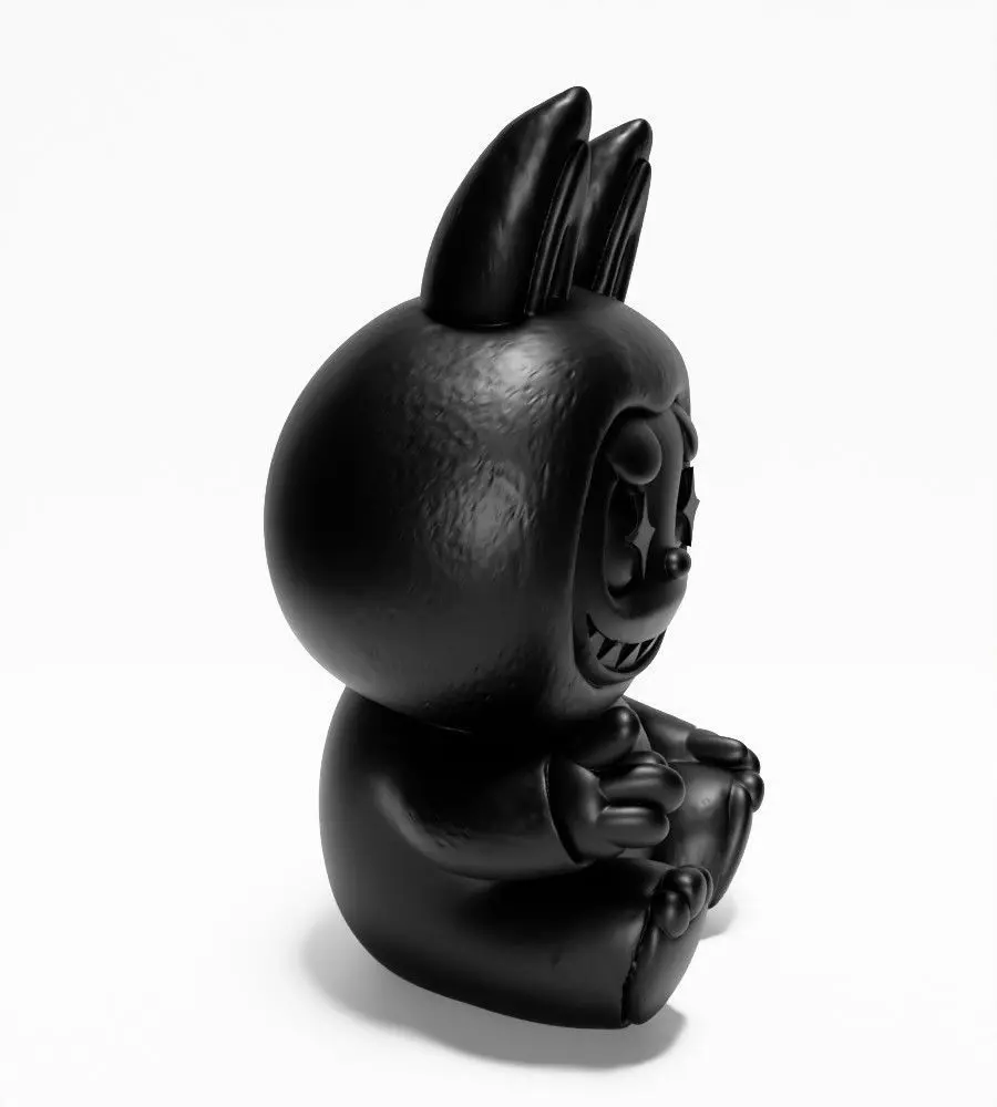 Sit Black Labubu The Monsters toy 3D print model_18