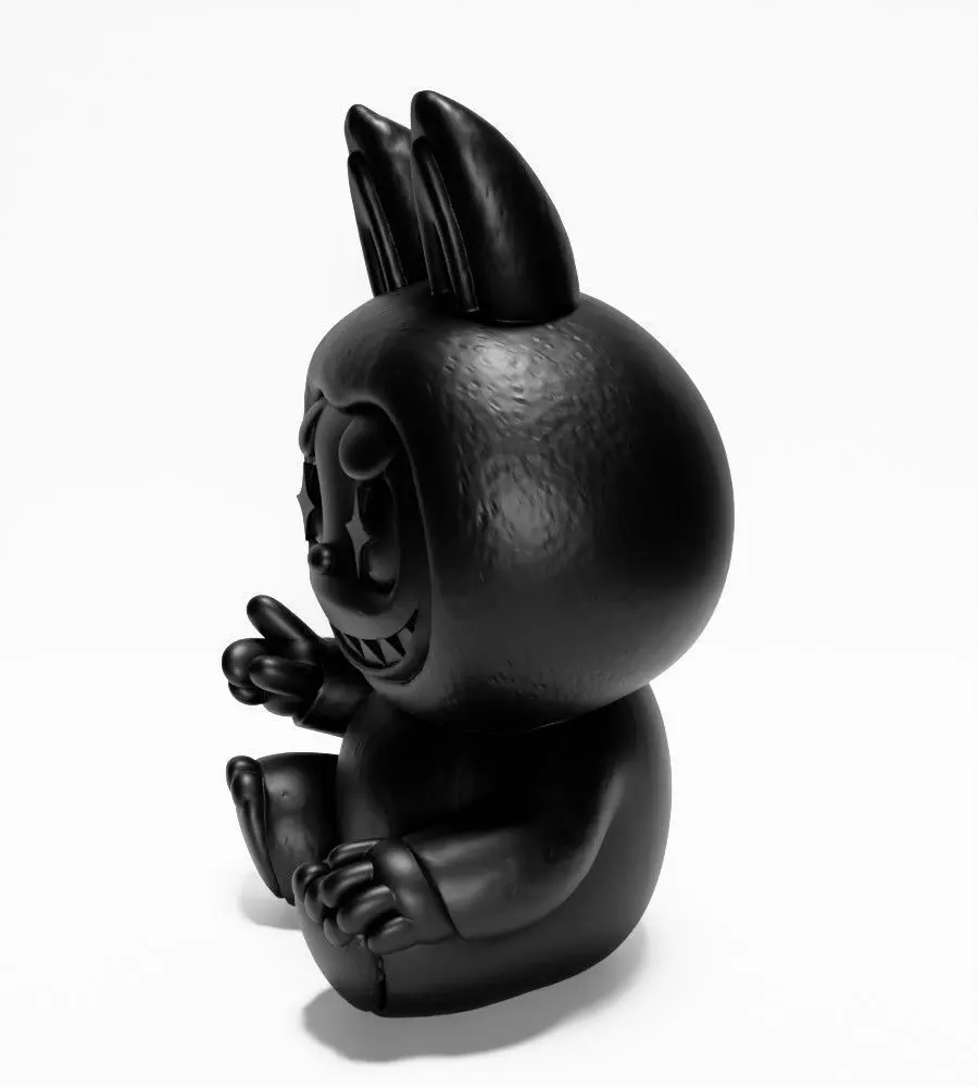 Sit Black Labubu The Monsters toy 3D print model_5