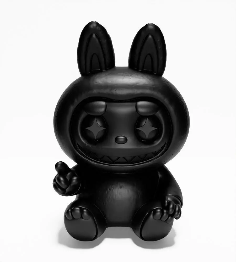 Sit Black Labubu The Monsters toy 3D print model_1