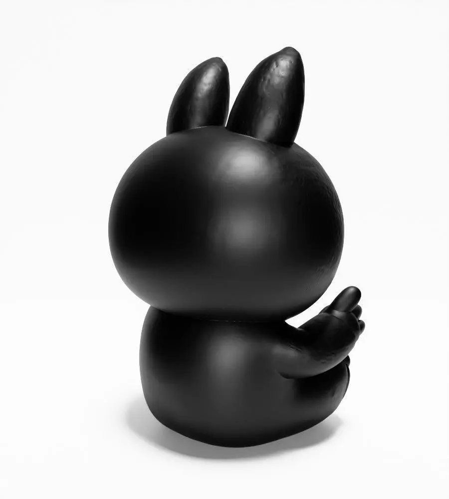 Sit Black Labubu The Monsters toy 3D print model_14