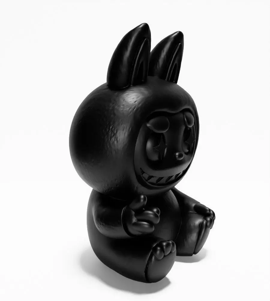Sit Black Labubu The Monsters toy 3D print model_19