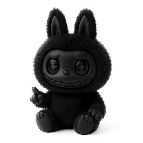 Sit Black Labubu The Monsters toy 3D print model