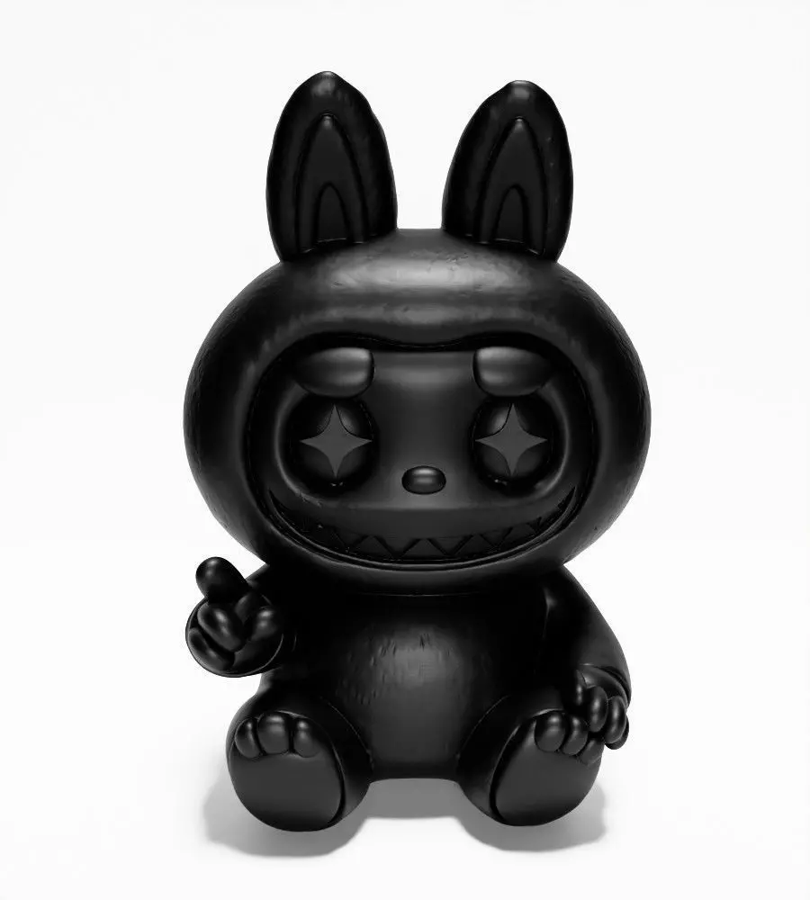 Sit Black Labubu The Monsters toy 3D print model_23