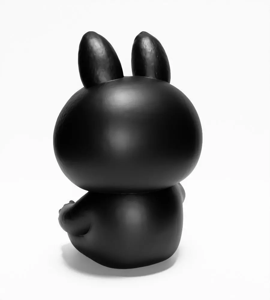 Sit Black Labubu The Monsters toy 3D print model_10
