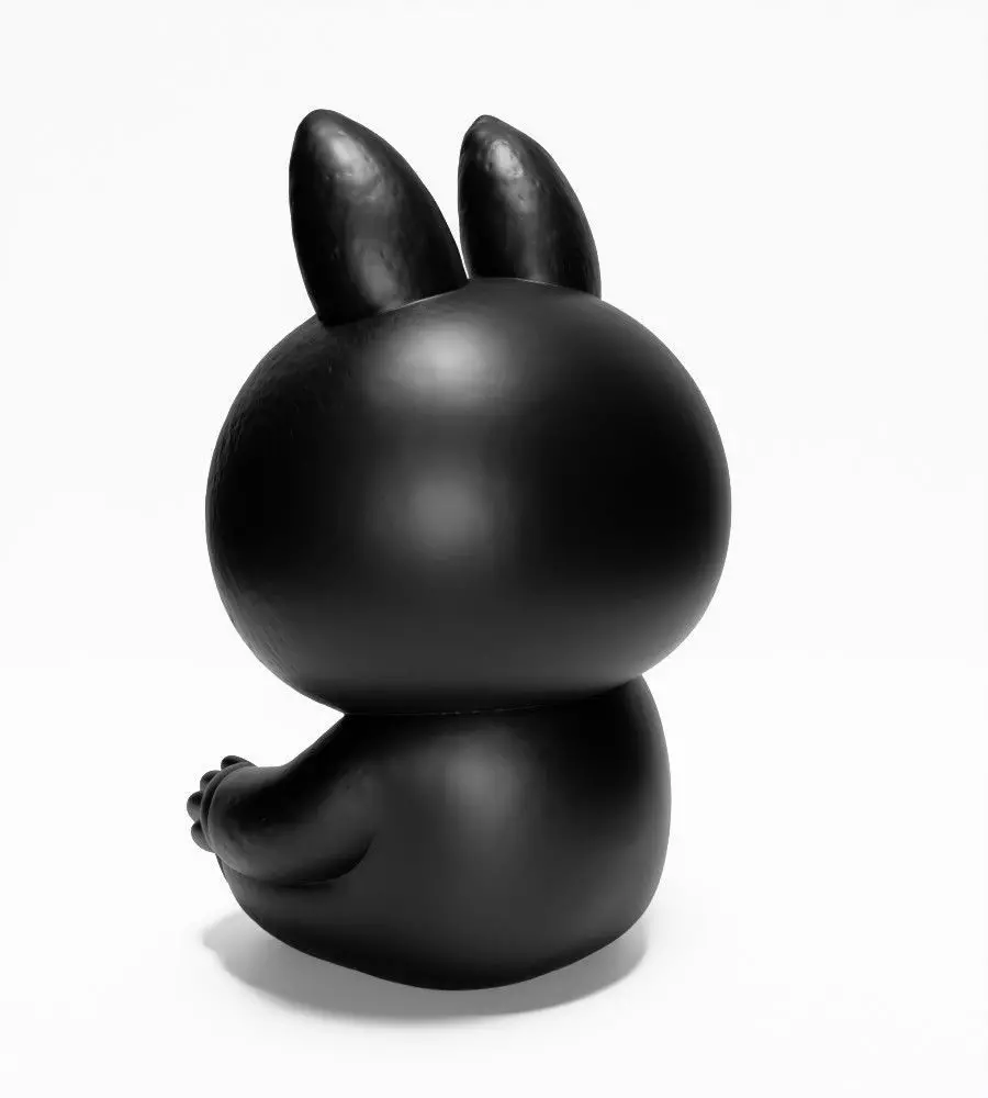 Sit Black Labubu The Monsters toy 3D print model_9