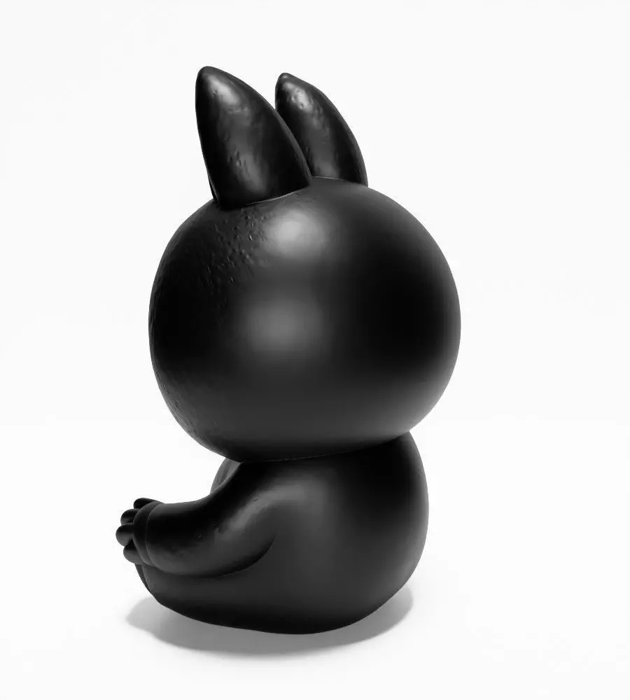 Sit Black Labubu The Monsters toy 3D print model_8