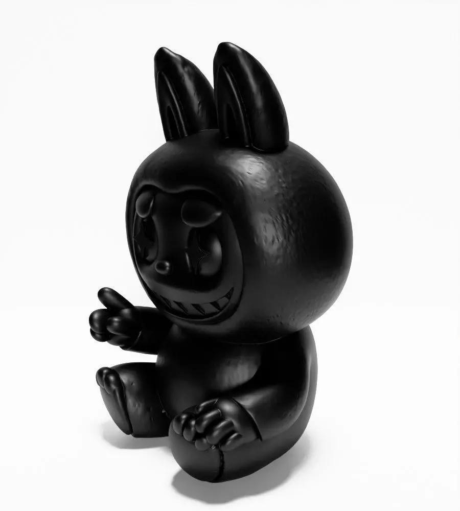 Sit Black Labubu The Monsters toy 3D print model_4