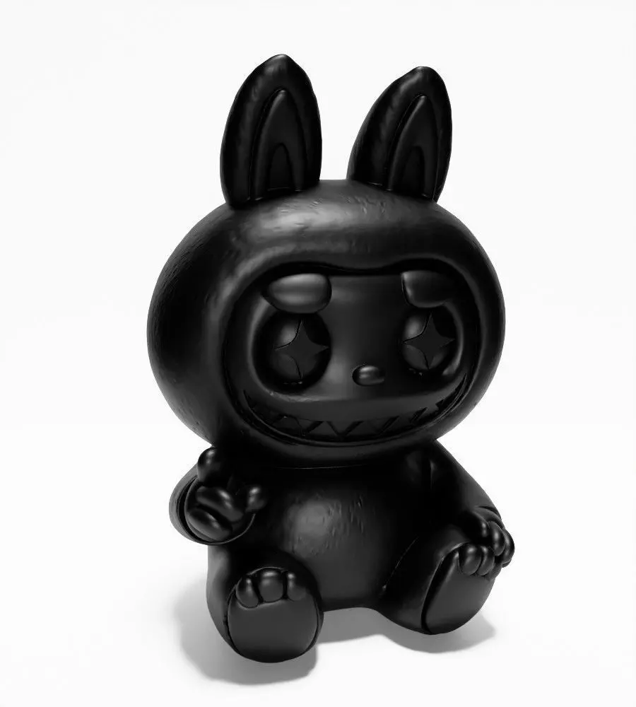 Sit Black Labubu The Monsters toy 3D print model_21